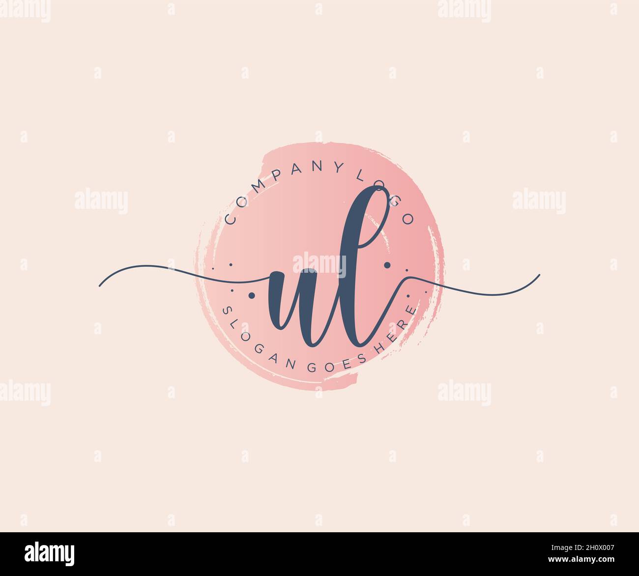 Logo femminile UL. Utilizzabile per la natura, salone, centro benessere, cosmetici e loghi di bellezza. Elemento modello di disegno con logo a vettore piatto. Illustrazione Vettoriale