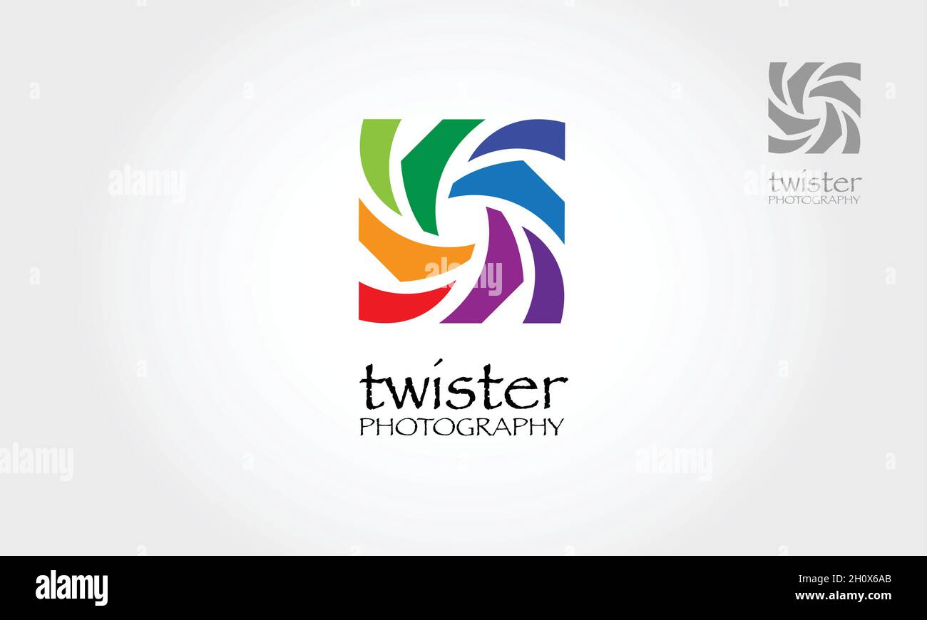 Twister Fotografia modello di logo vettoriale, Creative astratto modello elica fan business icona di identità aziendale simbolo concetto. Illustrazione Vettoriale