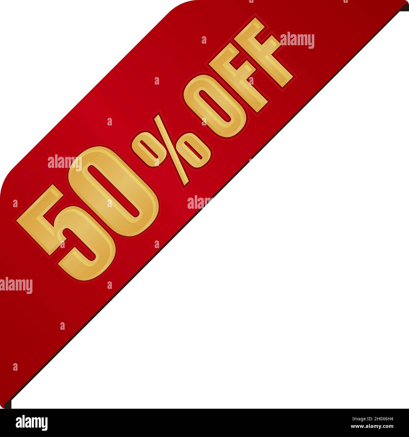 50% di sconto sull'illustrazione delle icone per il sito e-commerce ecc. ( barra ad angolo ) Illustrazione Vettoriale