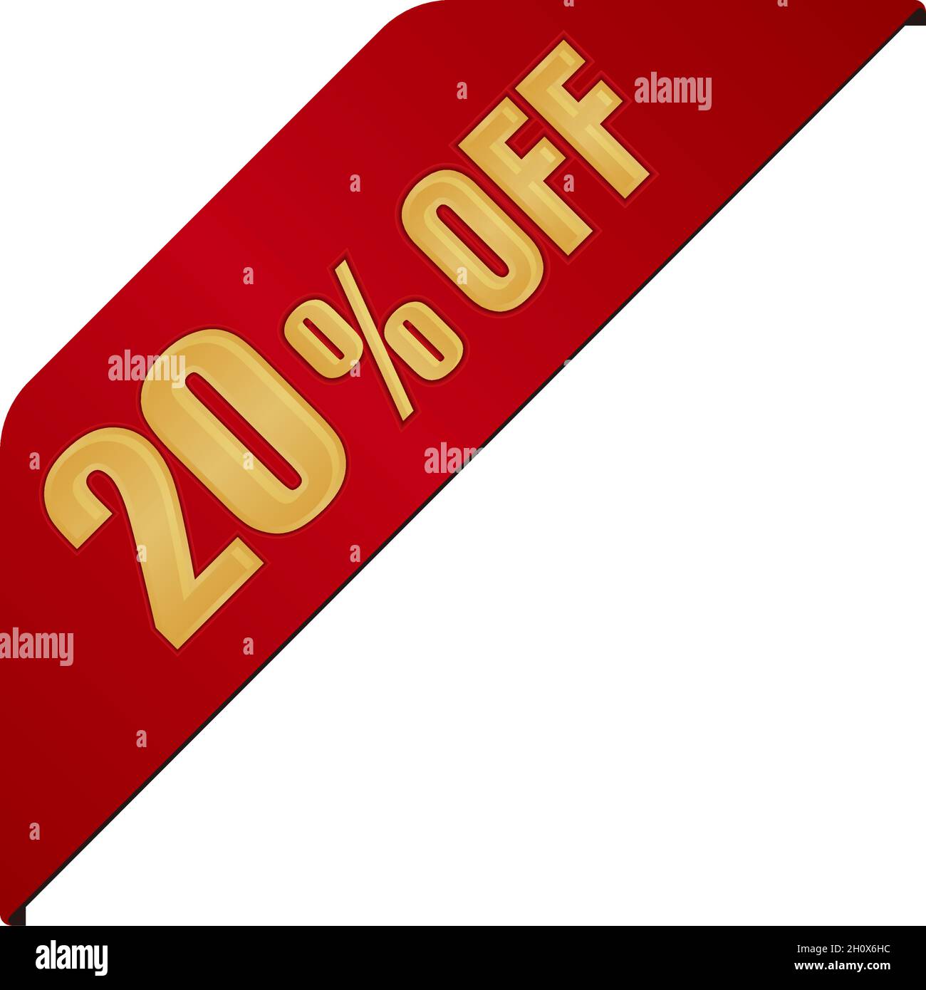 20% di sconto sull'illustrazione delle icone per il sito e-commerce ecc. ( barra ad angolo ) Illustrazione Vettoriale