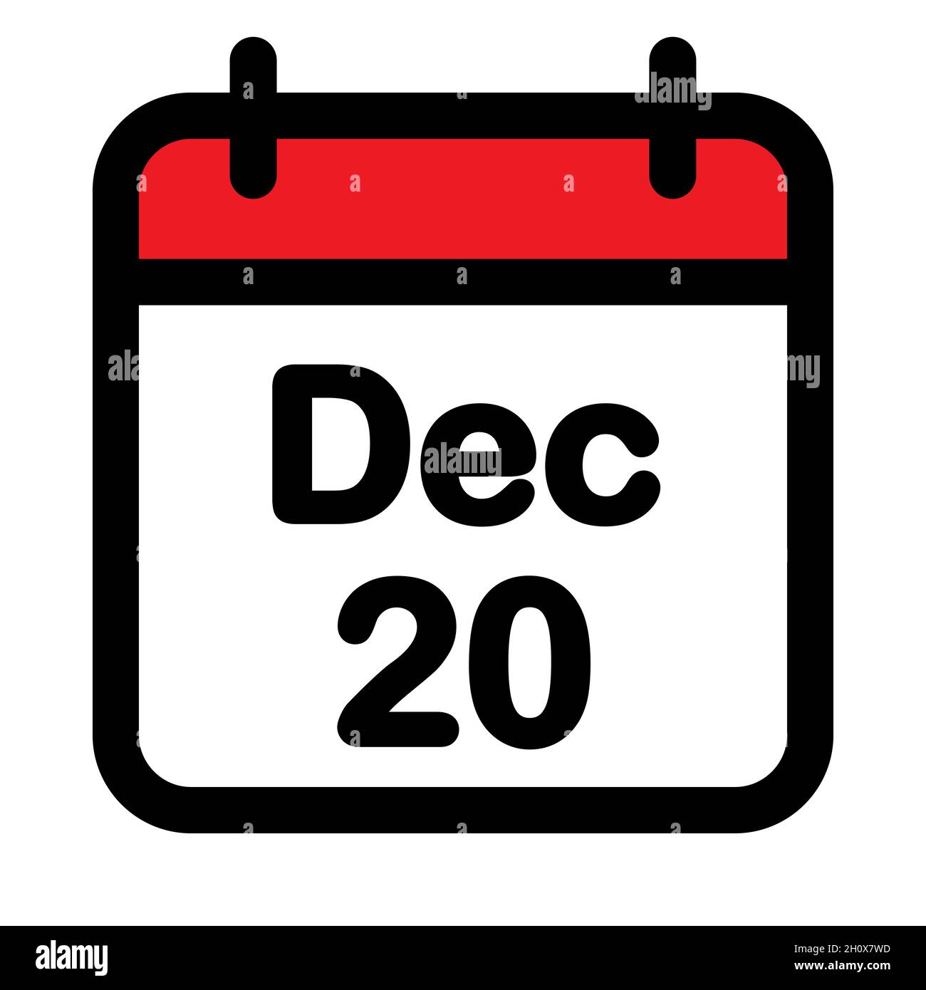 Icona del calendario 20 dicembre, illustrazione vettoriale Illustrazione Vettoriale