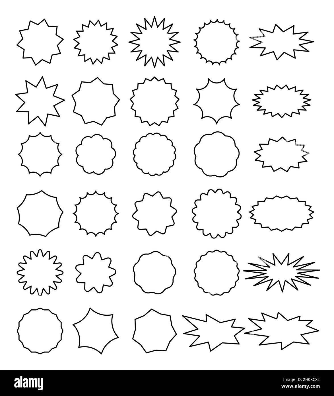 Vendita tag con spazio per il testo. Set di etichette di vendita a forma di stella. Illustrazione Vettoriale