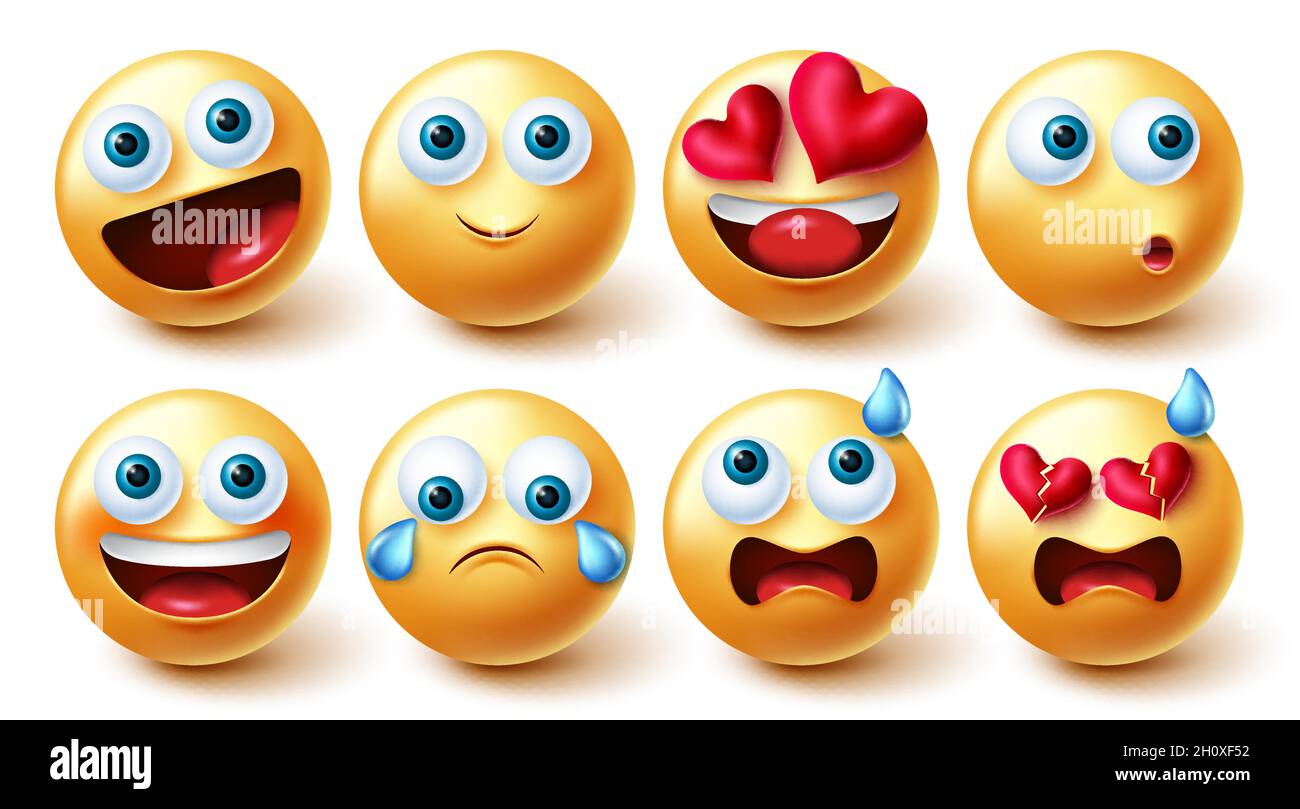 Set vettore di caratteri emoji. Emojis character cute faces collection ...