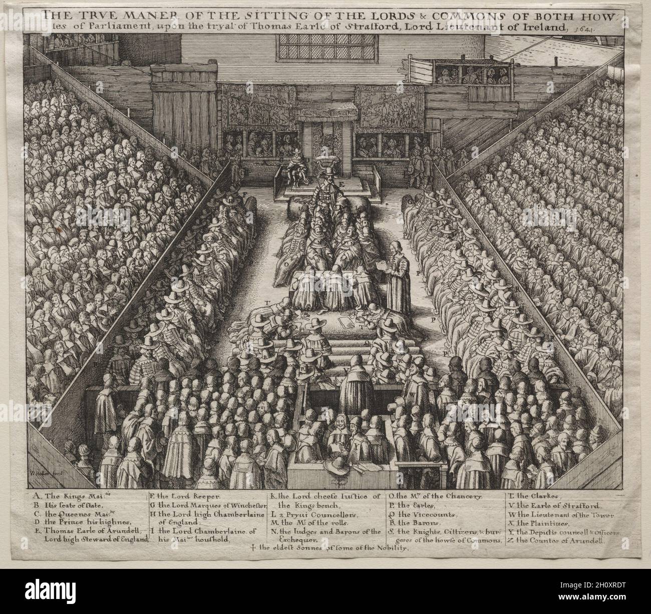 Westminster Hall, Interior, con il processo del conte di Strafford, 1641. Venceslao Hollar (Boemia, 1607-1677). Incisione; Foto Stock