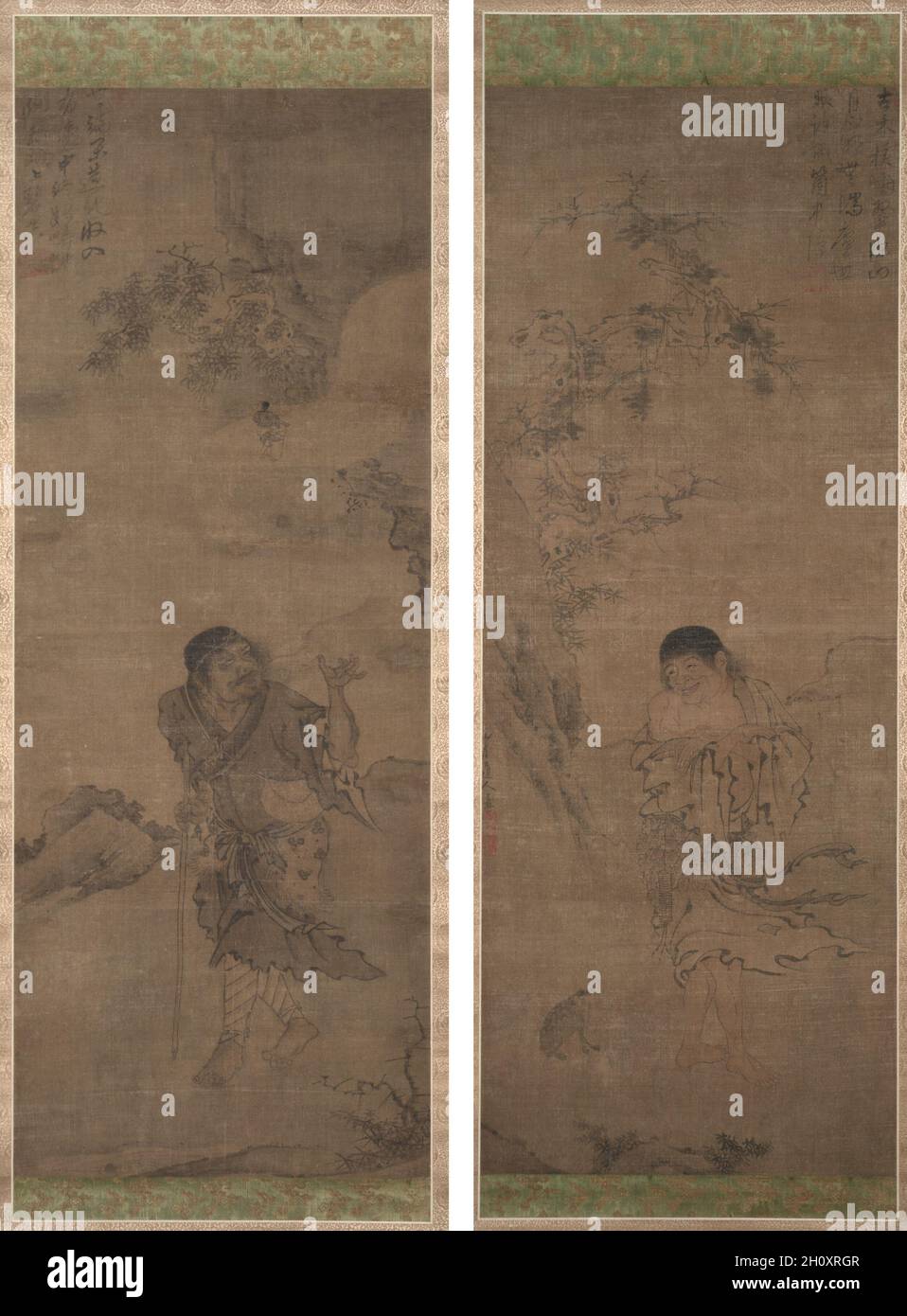 Li Tieguai; Liu Haichan, 1300s. Cina, dinastia Yuan (1271-1368). Hanging scroll, inchiostro e colore su seta; complessivo: 106 x 38,6 cm (41 3/4 x 15 3/16 in.). Foto Stock