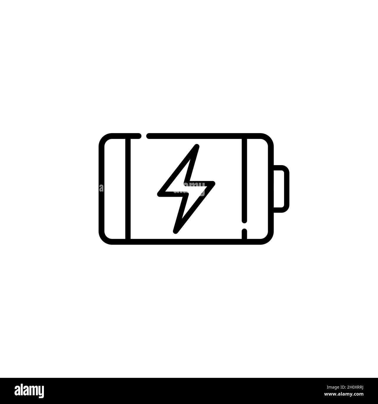 Icona lineare batteria. Simbolo dell'alimentatore e dell'accumulatore. Pixel Perfect, tratto modificabile Illustrazione Vettoriale