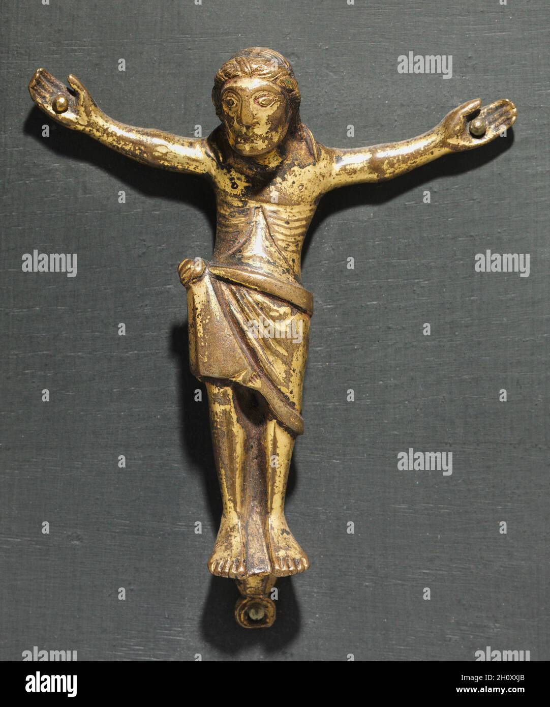 Corpus di Cristo, c.. 1150-1175. Mosan, Valle della Mosa, periodo romanico, 12 ° secolo. Bronzo: Colato, tracce di doratura; totale: 8.8 x 7.5 cm (3 7/16 x 2 15/16 poll.). Foto Stock