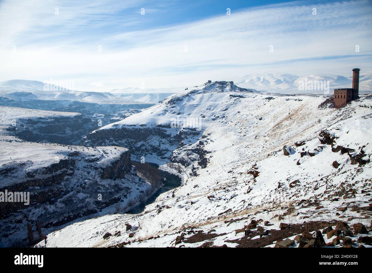 ANI Ruins, Ani è una città armena medievale in rovina e disabitata situata nella provincia turca di Kars Foto Stock