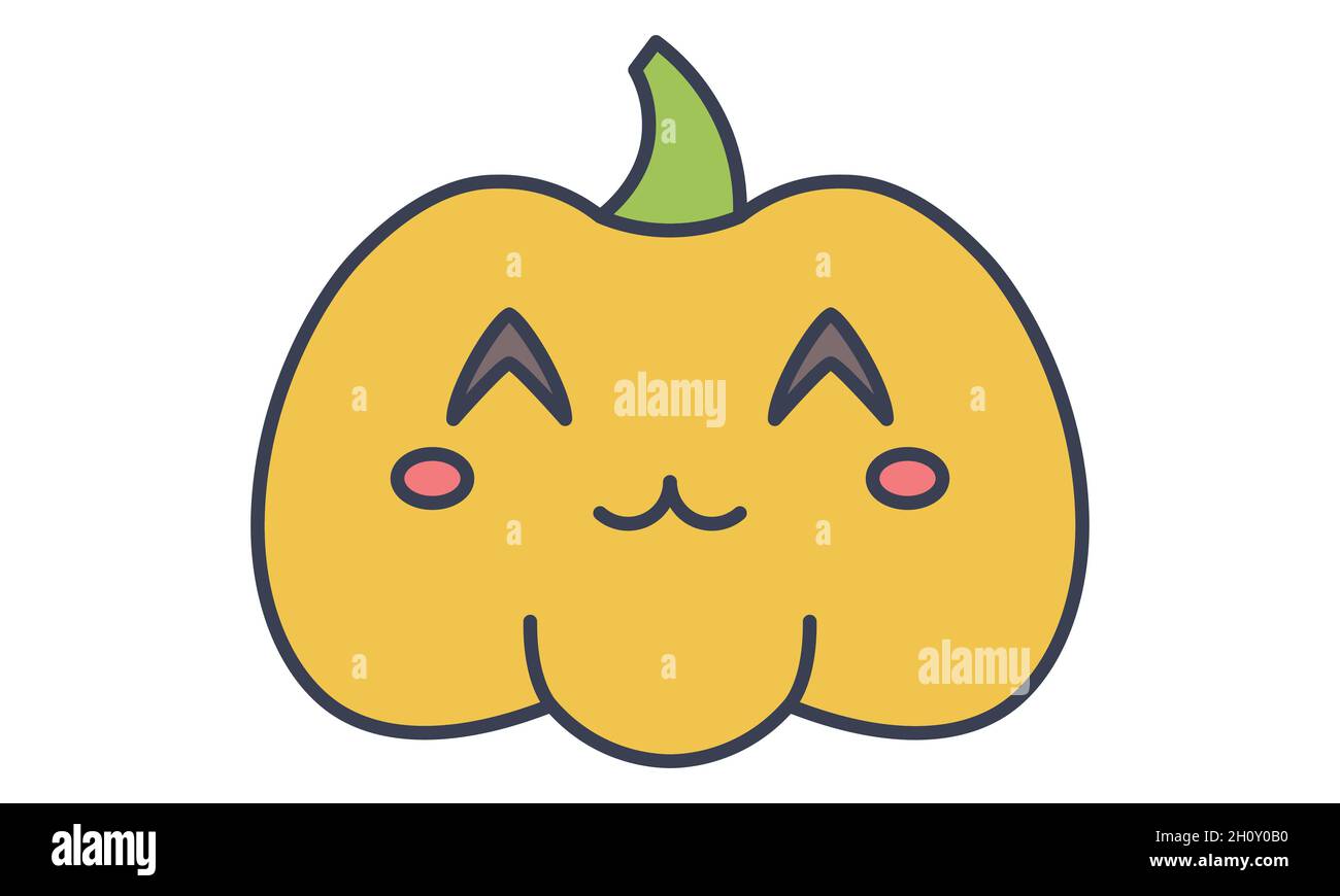 zucca su sfondo bianco. Il simbolo principale della festa felice di Halloween. Zucca con sorriso per il vostro disegno per la festa di Halloween. Vettore Illustrazione Vettoriale