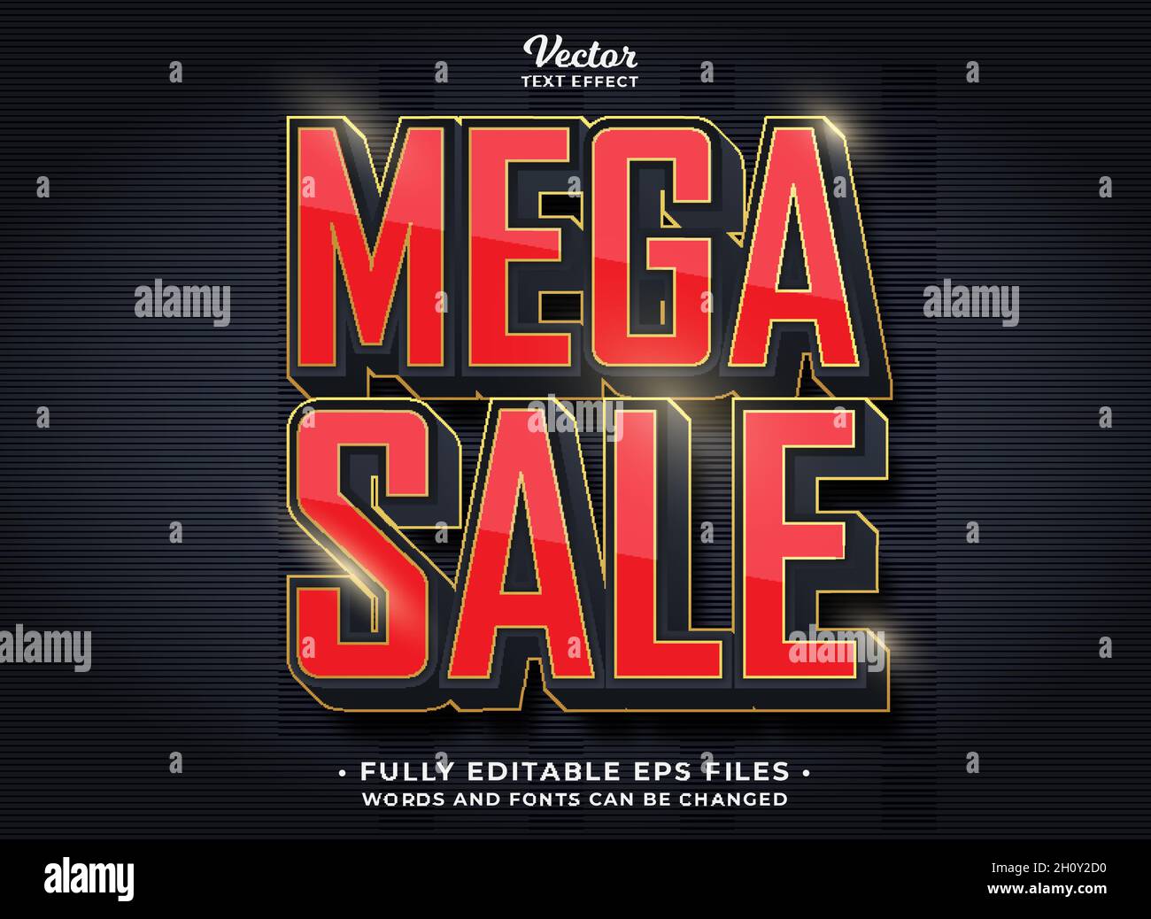 rosso mega vendita effetto testo modificabile eps cc Illustrazione Vettoriale
