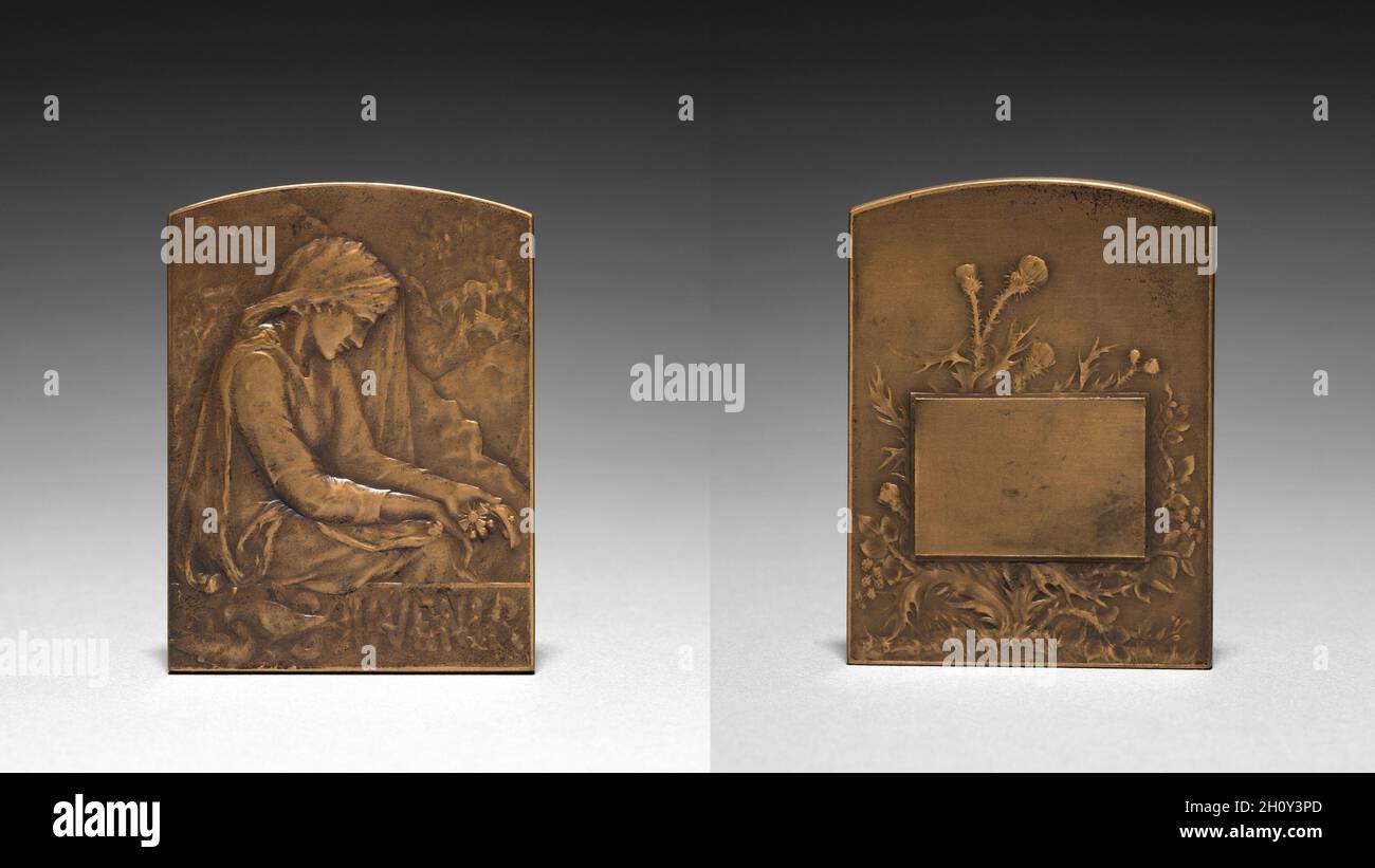 Medaglione. Marie Alexandre Lucien Coudray (Francese, 1864-1932). Bronzo; complessivo: 6,7 x 5,1 cm (2 5/8 x 2 in.). Foto Stock