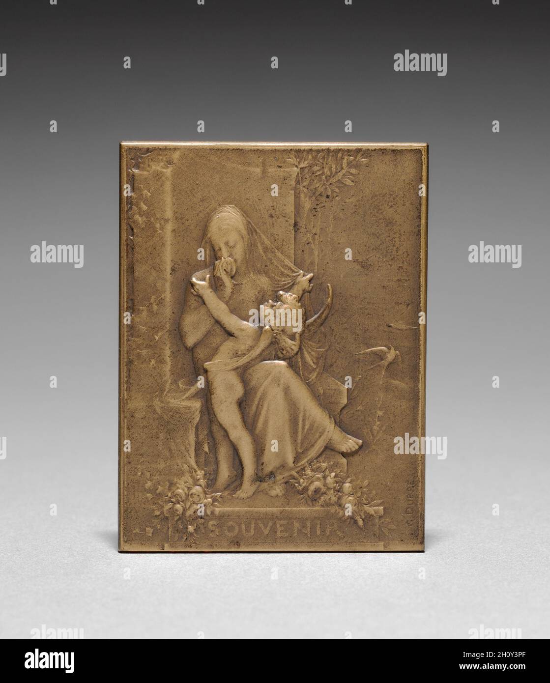 Medaglione (complementare). Jules Dupré (Francese, 1811-1889). Bronzo; complessivo: 6,4 x 4,8 cm (2 1/2 x 1 7/8 in.). Foto Stock