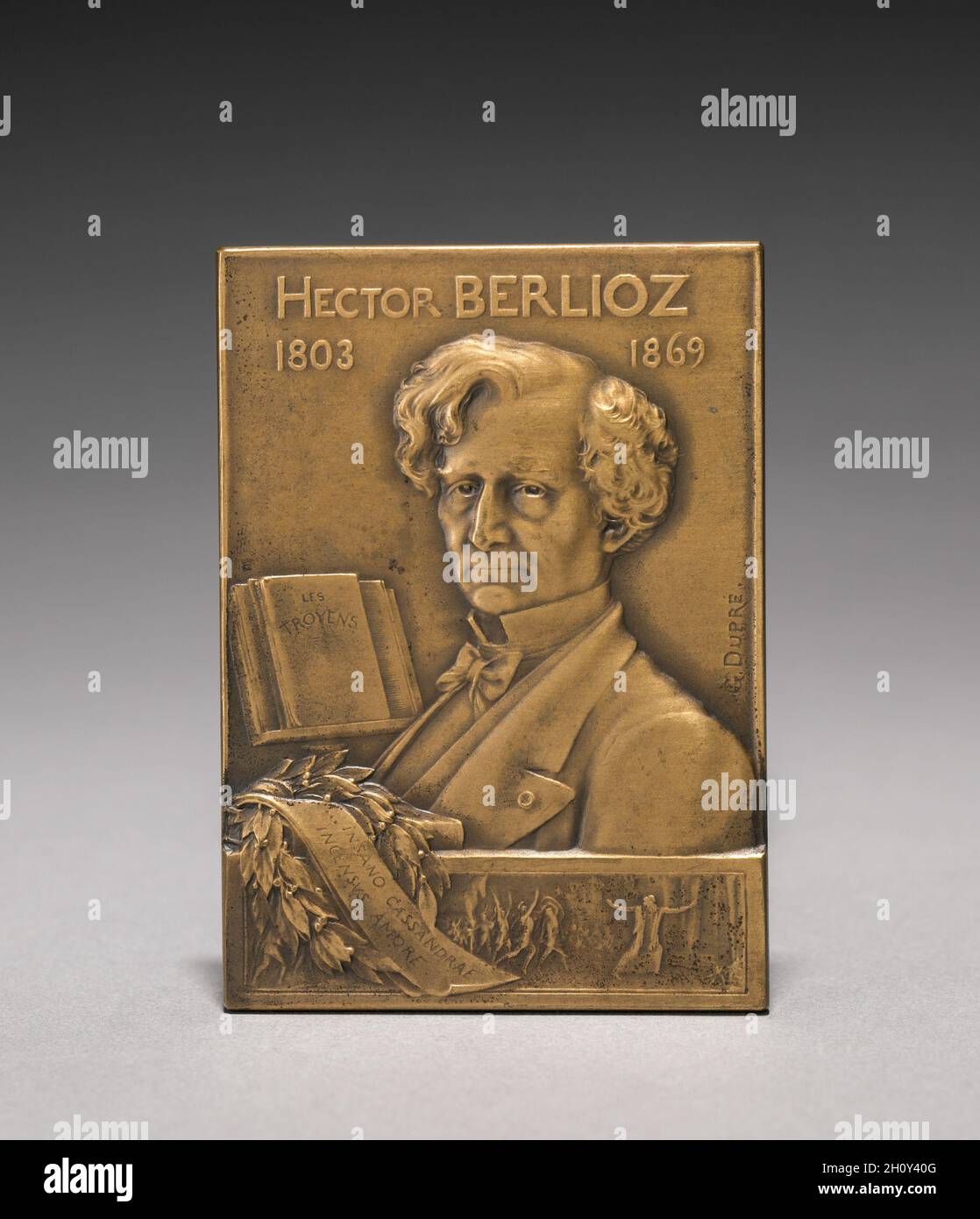 Medaglione (complementare), 1903. Jules Dupré (Francese, 1811-1889). Bronzo; complessivo: 7,7 x 4,8 cm (3 1/16 x 1 7/8 in.). Foto Stock