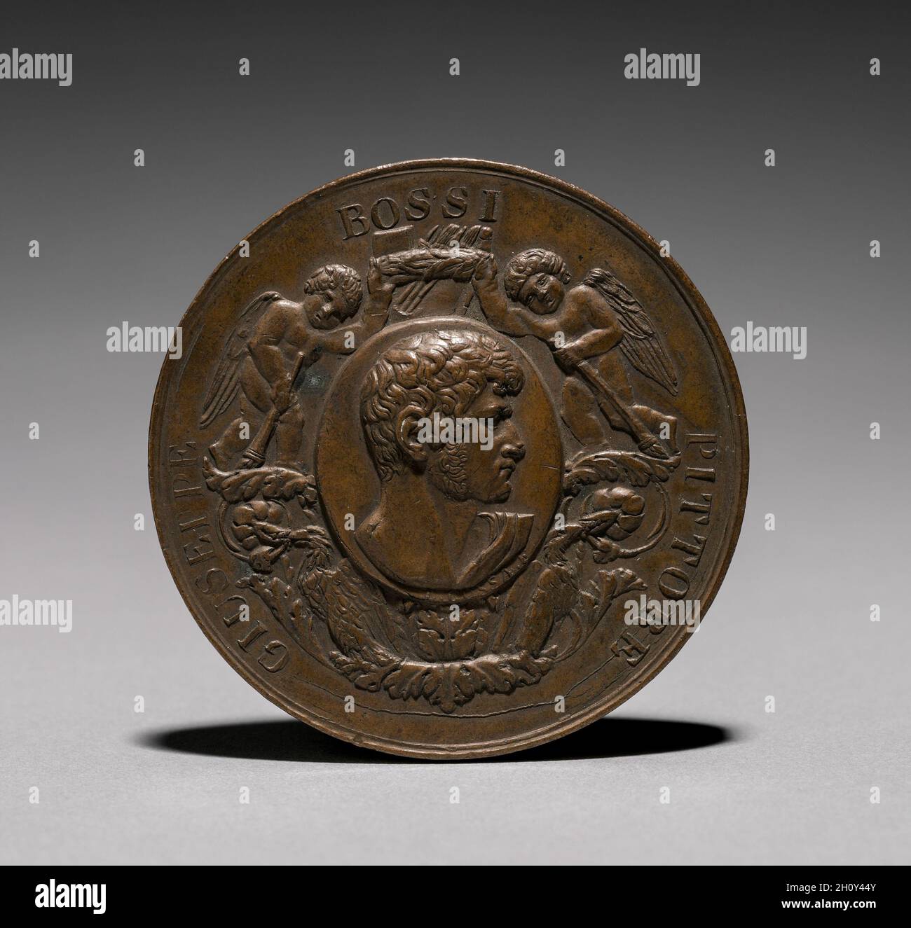 Medaglia: Guiseppe Rossi Pittore (complementare). Luigi Cossa (Italiano, 1789-1867). Bronzo; diametro: 6 cm (2 3/8 in.). Foto Stock
