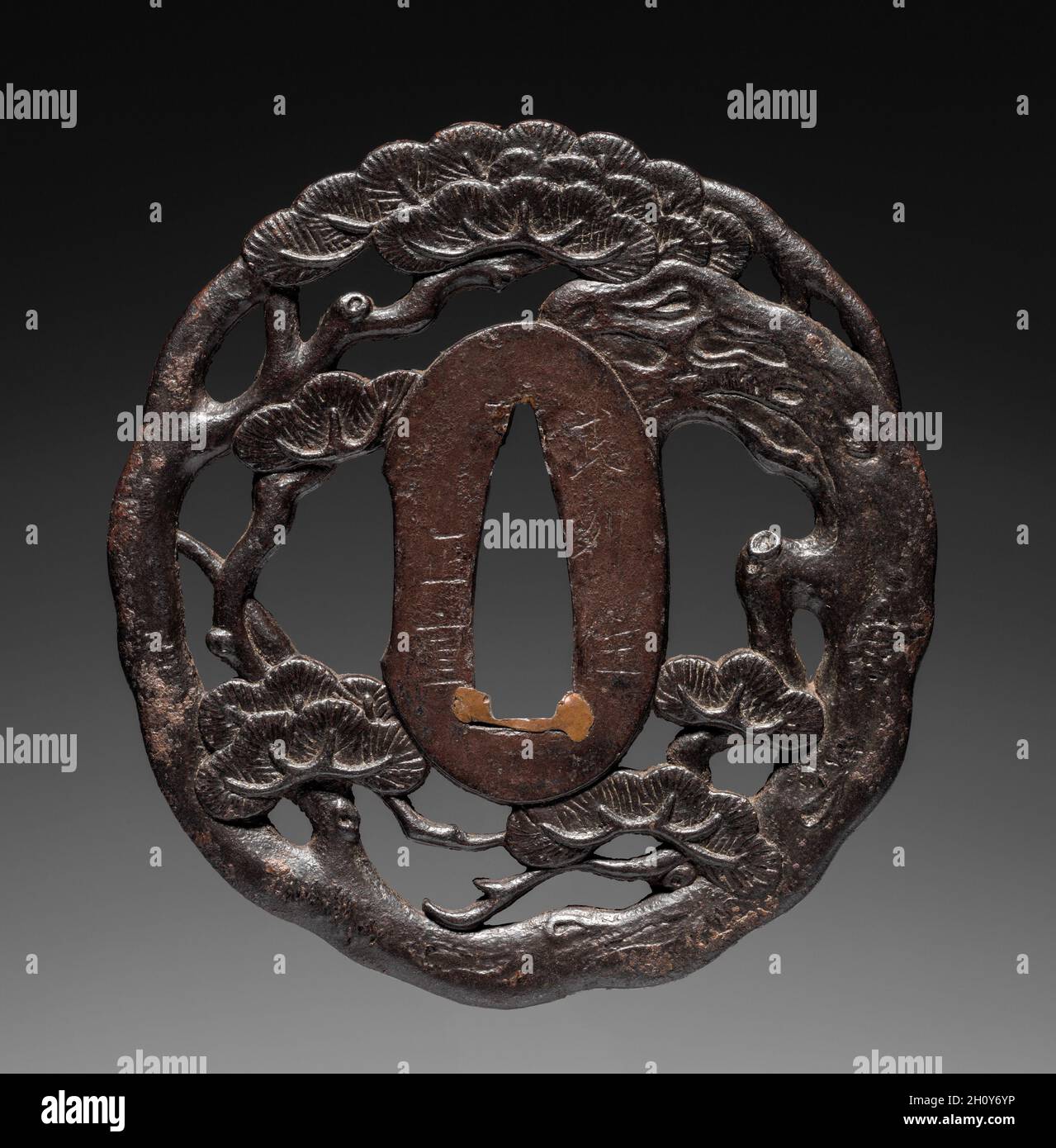 Guardia di spada, fine del 1700. Masashige (giapponese). Ferro; diametro: 7 cm (2 3/4 poll.). Foto Stock