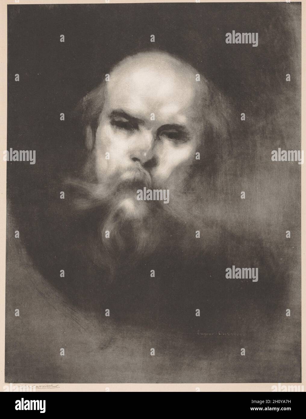 Paul Verlaine, 1896. Eugène Carrière (Francese, 1849-1906), Lemercier. Litografia; foglio: 67,6 x 50,2 cm (26 5/8 x 19 3/4 in.); immagine: 52 x 40,6 cm (20 1/2 x 16 in.). Foto Stock