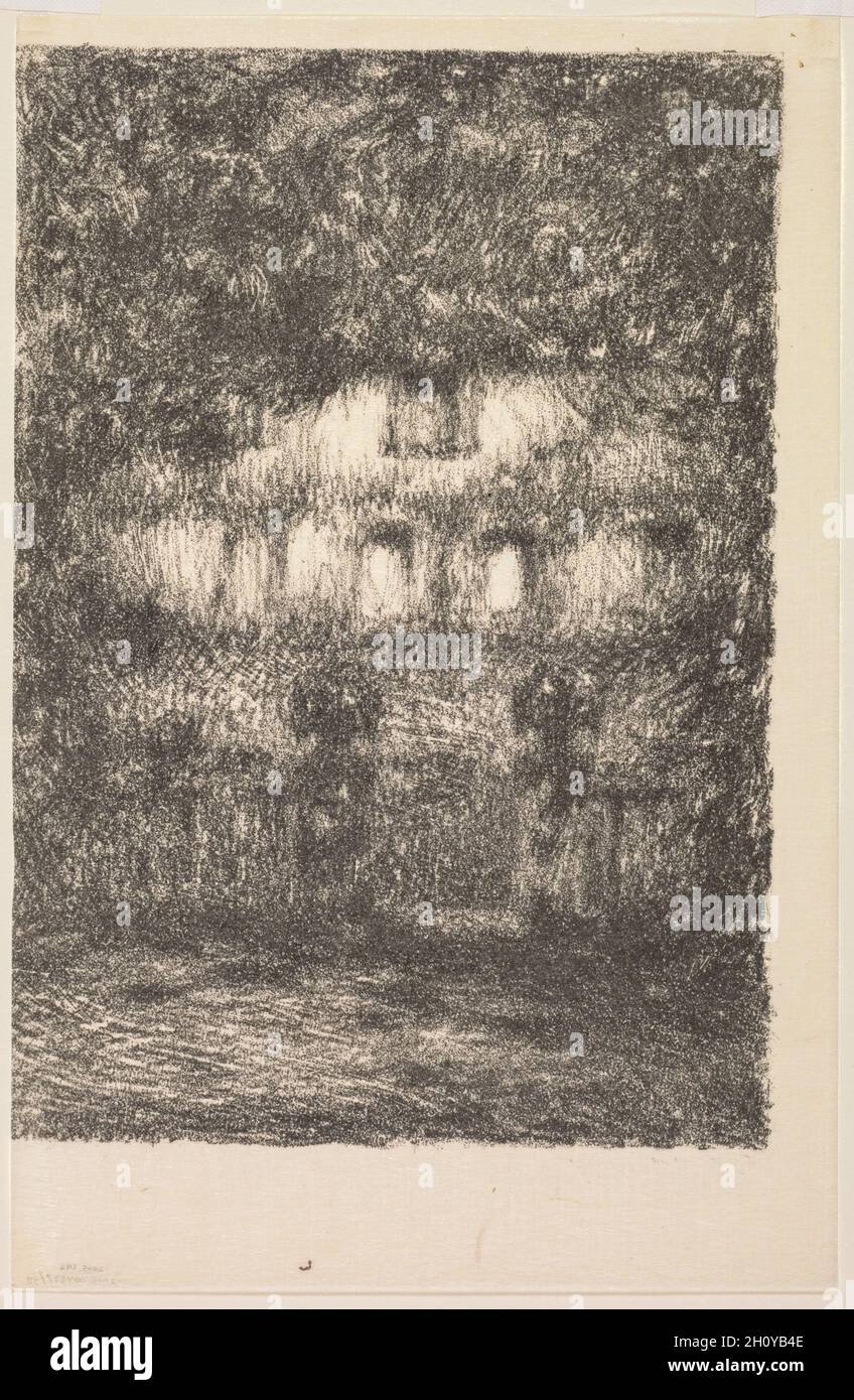 The House in Moonlight, 1909. Henri le Sidaner (francese, 1862-1939). Litografia stampata in nero; foglio: 26.6 x 17.3 cm (10 1/2 x 6 13/16 pollici); immagine: 22.8 x 15.8 cm (9 x 6 1/4 pollici). Foto Stock