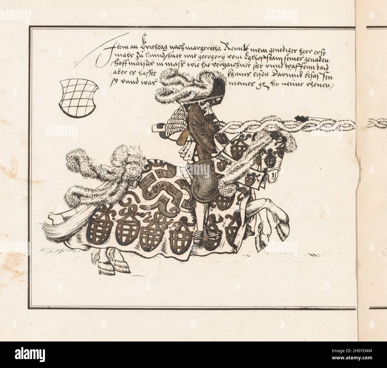 Prenota tornei: Jouster rivolto a destra, 1817. Theobald Senefelder (tedesco, 1777-1846) e Clemens Senefelder (tedesco, 1778-1813). Litografia, colorata a mano; Foto Stock