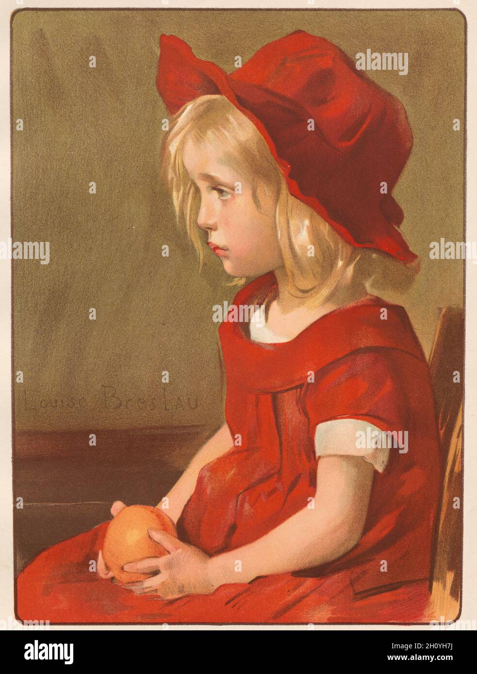 L'Estampe moderne: Fillette à l'Orange, 1899. Louise Breslau (Svizzera, 1856-1927). Litografia a colori; foglio: 40 x 30.6 cm (15 3/4 x 12 1/16 pollici); immagine: 32.8 x 24.1 cm (12 15/16 x 9 1/2 pollici). Foto Stock