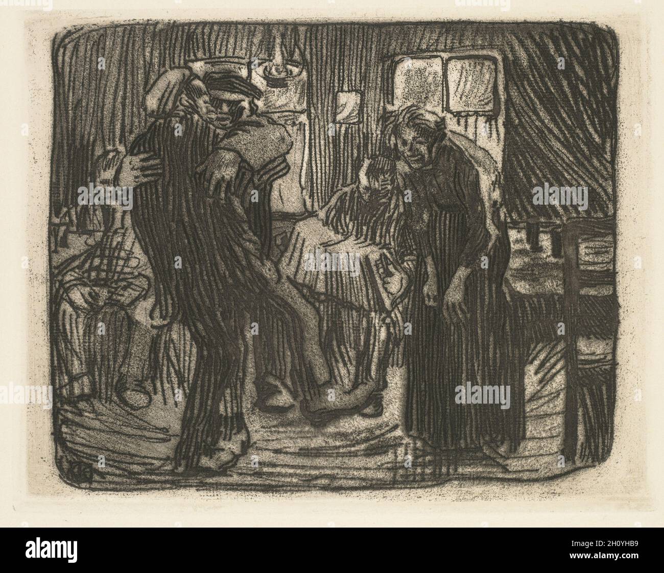 Hamburg Tavern (Hamburger Kneipe, 1901. Käthe Kollwitz (tedesco, 1867-1945). Incisione; foglio: 26.7 x 35.5 cm (10 1/2 x 14 poll.); platemark: 24.7 x 19.2 cm (9 3/4 x 7 9/16 poll.). Foto Stock