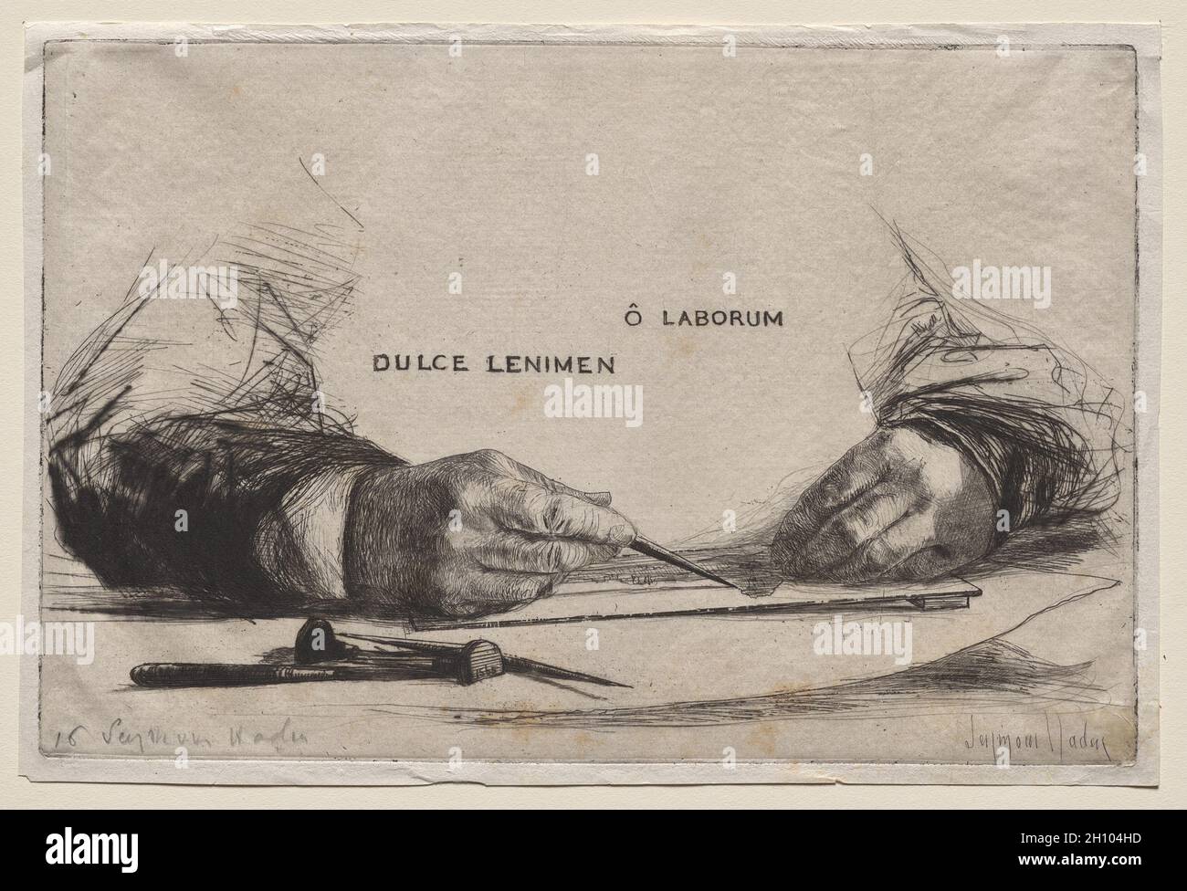 Incisione delle mani, 1865. Francis Seymour Haden (British, 1818-1910). Attacco e punto secco; Foto Stock