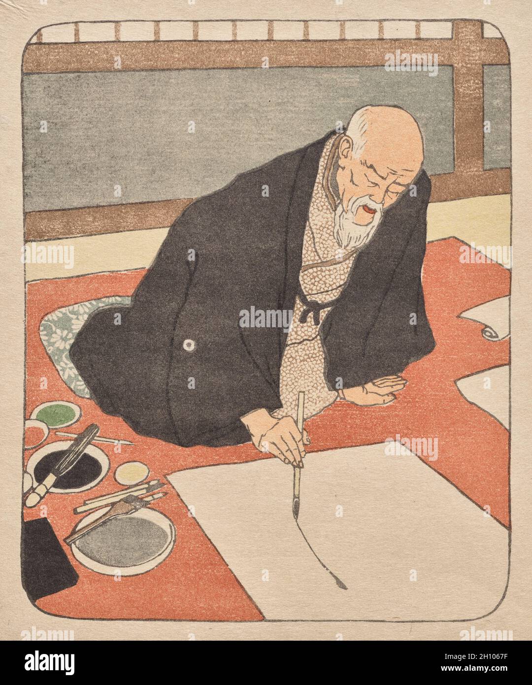 The Japanese Painter, 1900-1901. Emil Orlik (ceco, 1870-1932). Litografia offset; immagine: 19.3 x 15.6 cm (7 5/8 x 6 1/8 pollici). Foto Stock