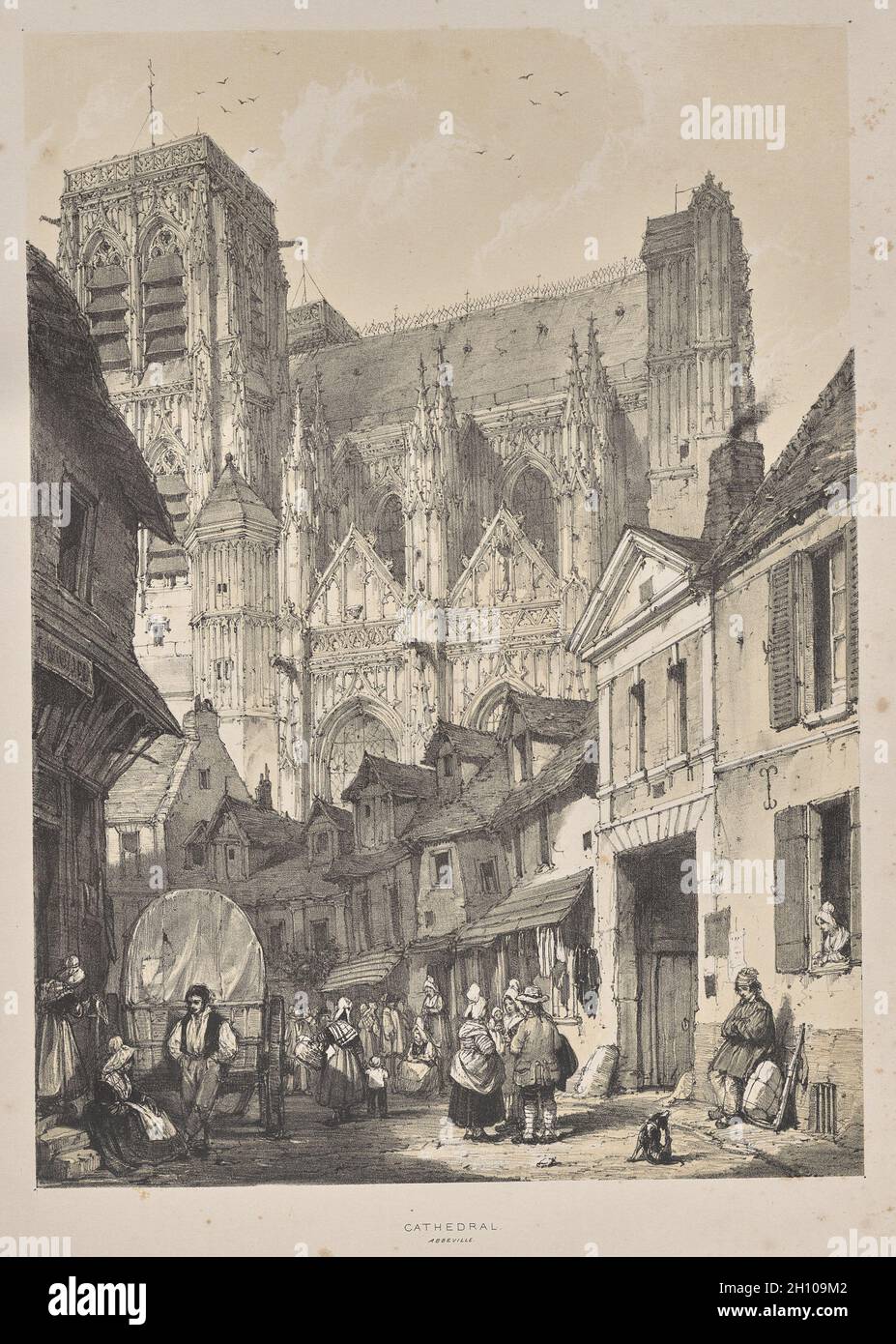 Architettura del Medioevo: Cattedrale, Abbeville, 1838. Joseph Nash (britannico, 1808-1878). Litografia; Foto Stock