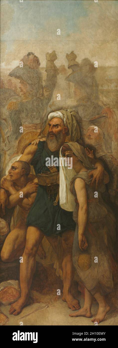 Famiglia egiziano (schizzo per "la battaglia delle Piramidi'), c. 1835. Antoine-Jean Gros (Francese, 1771-1835). Olio su lino; incorniciato: 377.2 x 154.9 x 12,7 cm (148 1/2 x 61 x 5 in.); senza cornice: 353.1 x 132,1 cm (139 x 52 in.); ex: 306.8 x 131,5 cm (120 13/16 x 51 3/4 in.). Foto Stock