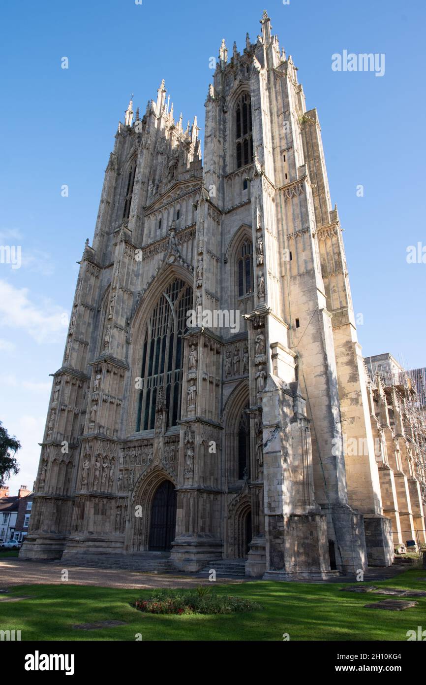 Le torri sul fronte ovest di Beverley Minster Foto Stock