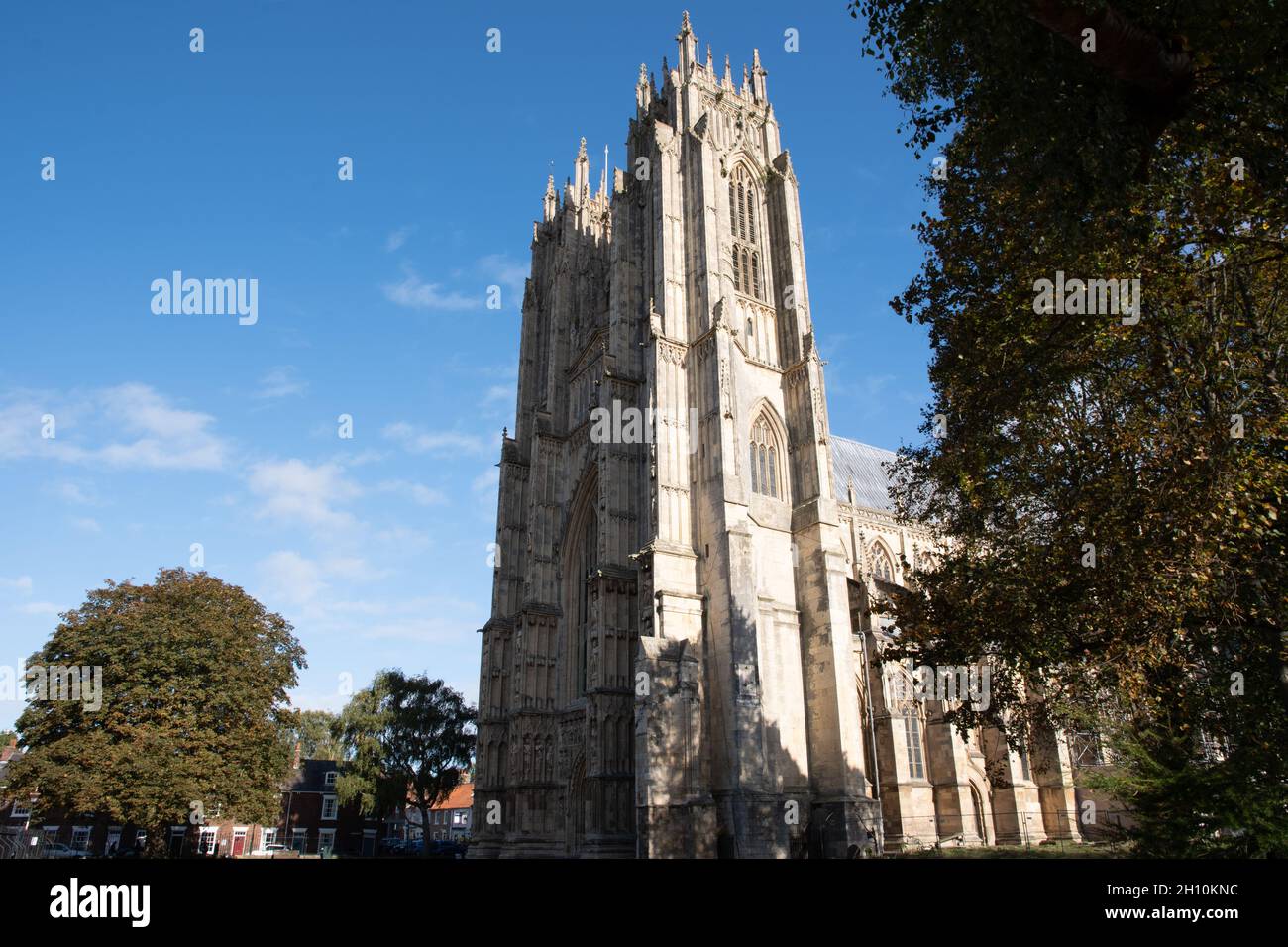 Le torri sul fronte ovest di Beverley Minster Foto Stock