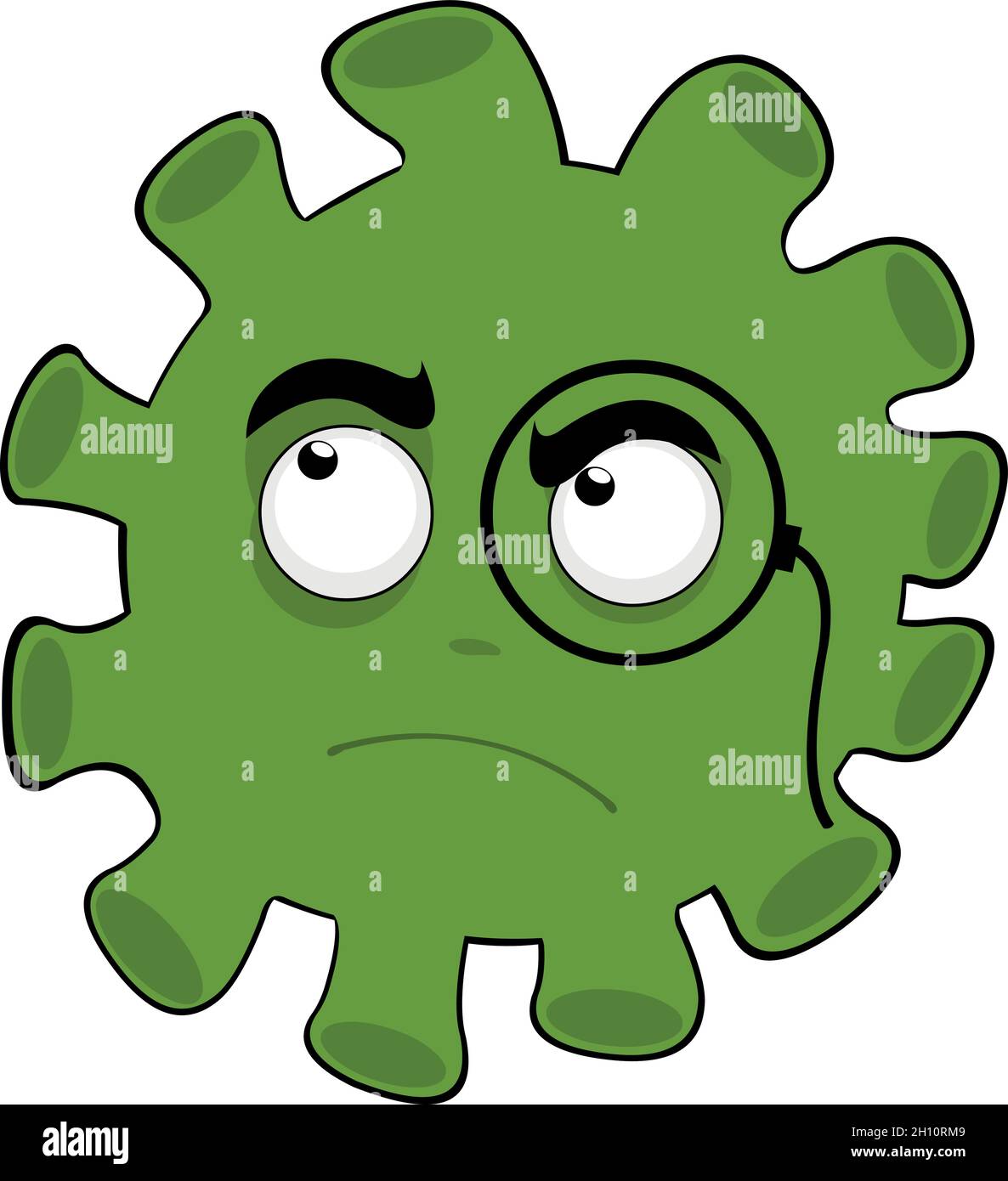 Illustrazione vettoriale del volto di un fumetto pensatore di virus Illustrazione Vettoriale