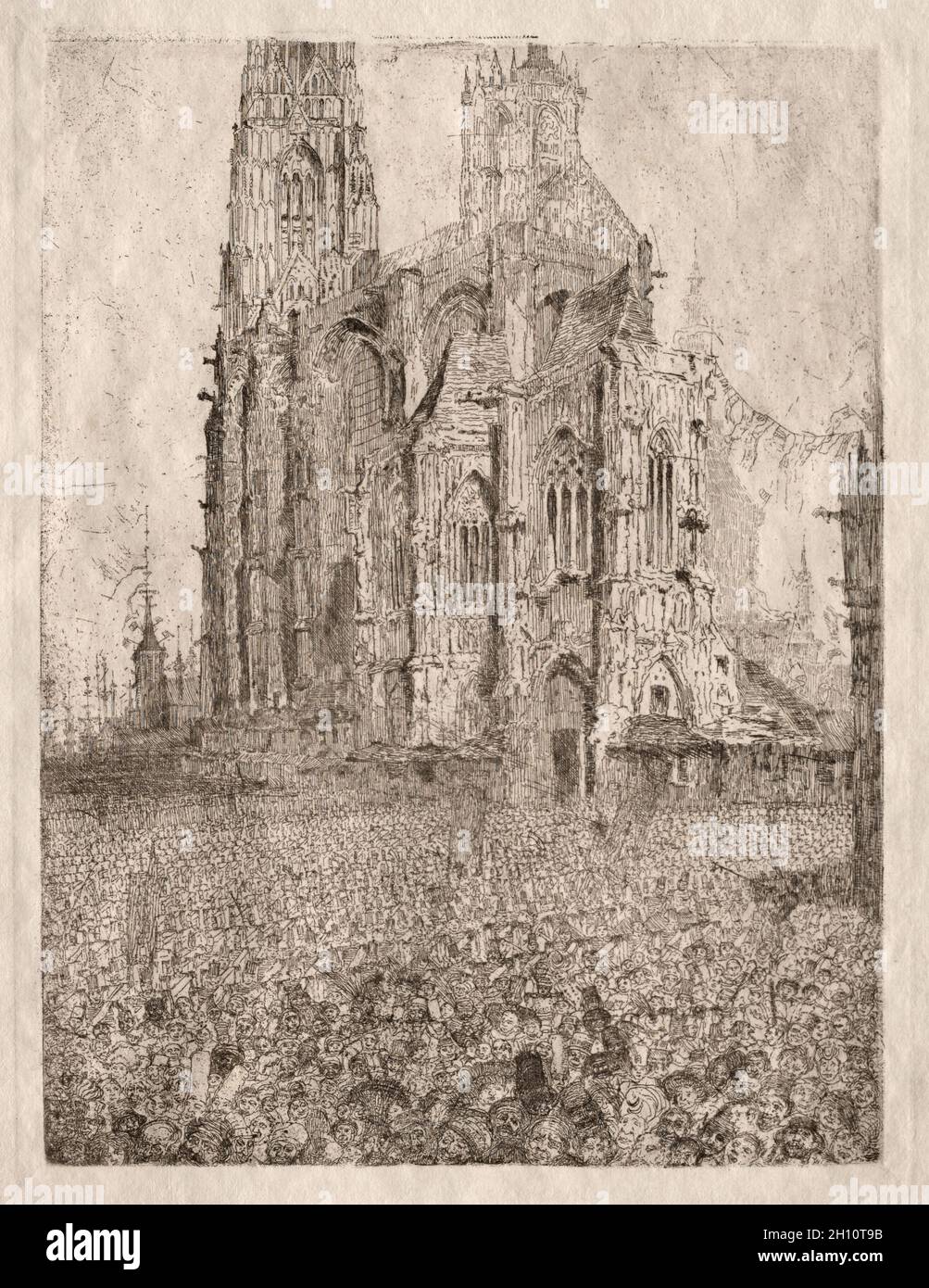 La Cattedrale, 1886. James Ensor (Belgio, 1860-1949). Incisione; foglio: 31 x 22.4 cm (12 3/16 x 8 13/16 poll.); platemark: 24.2 x 18.8 cm (9 1/2 x 7 3/8 poll.). Foto Stock