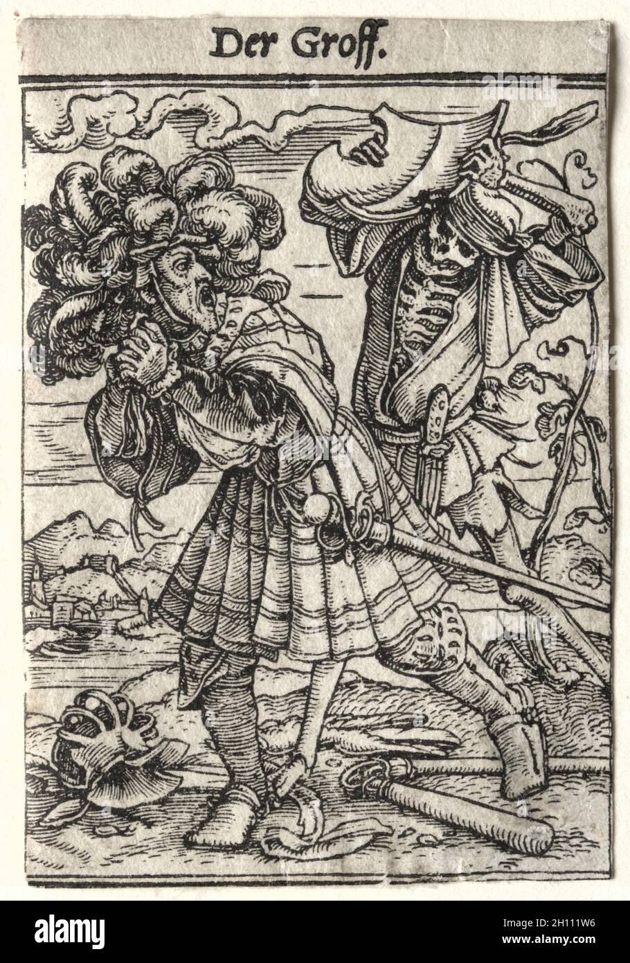 Danza della morte: Il Conte, c.. 1526. Hans Holbein (tedesco, 1497/98-1543). Taglio del legno; Foto Stock