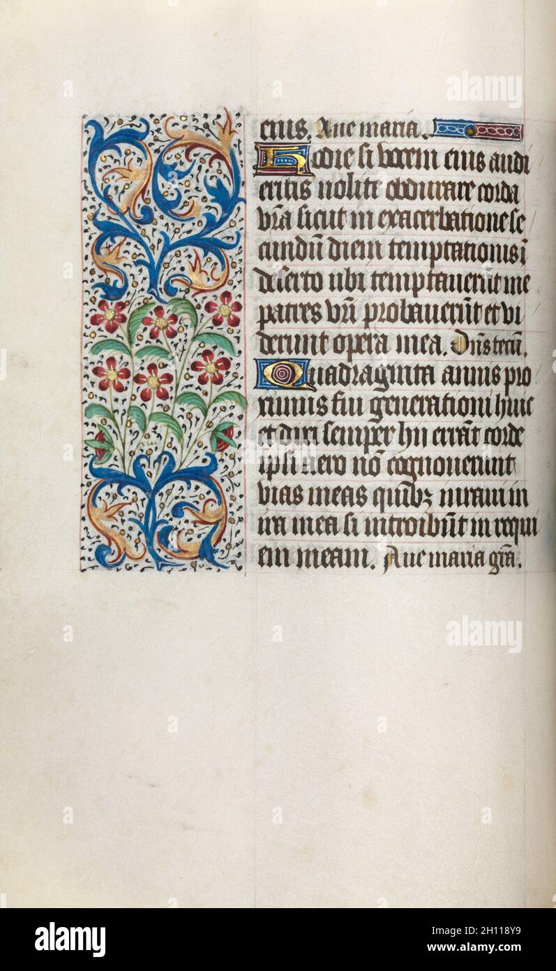 Libro d Ore (uso di Rouen): fol. 29v, c. 1470. Maestro di Ginevra Latini (francese, attivo Rouen, 1460-80). Inchiostro, tempera e oro su pergamena; codex: 19,5 x 13,1 cm (7 11/16 x 5 3/16 in.). Foto Stock