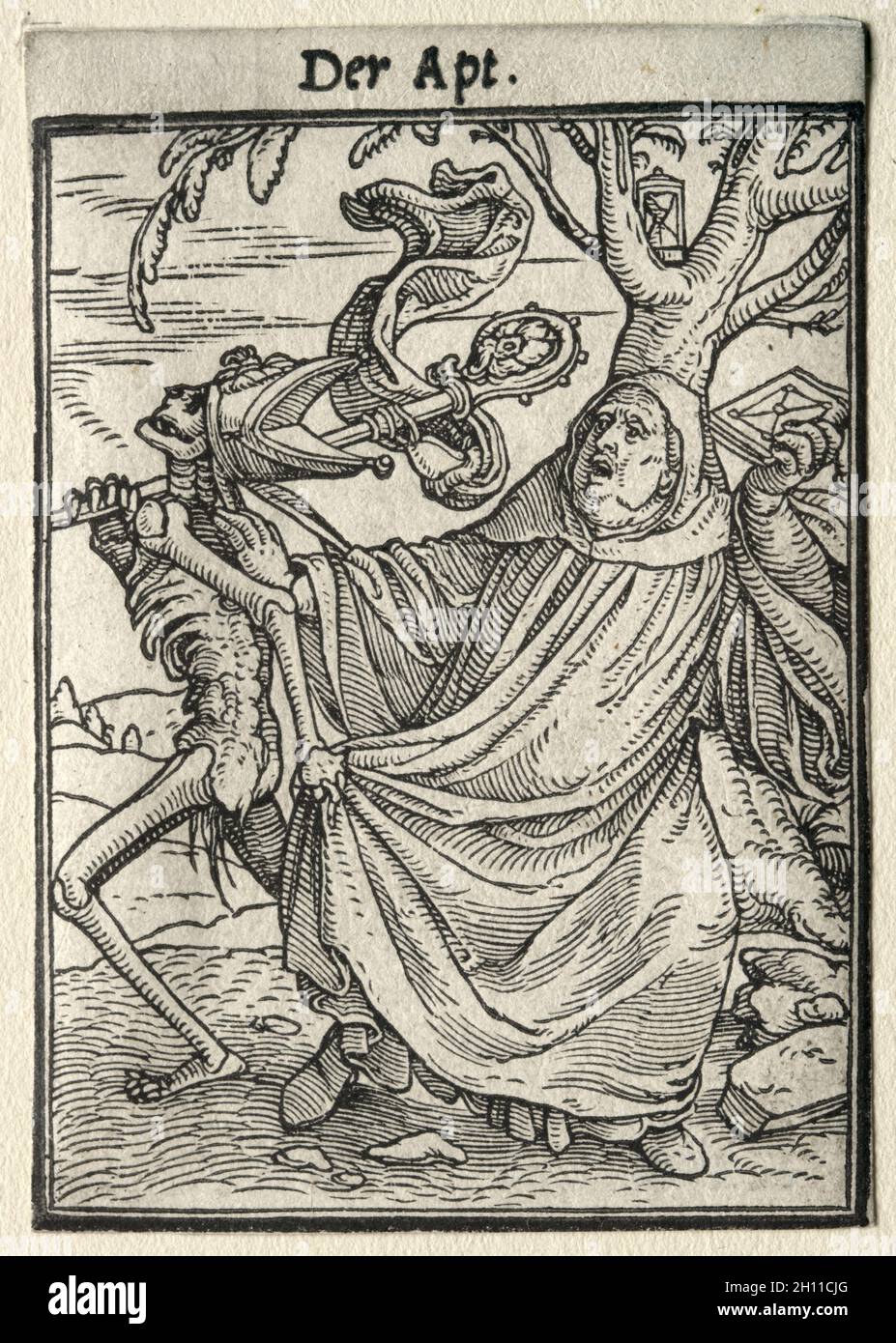 Danza della morte: L'Abate, c.. 1526. Hans Holbein (tedesco, 1497/98-1543). Taglio del legno; Foto Stock