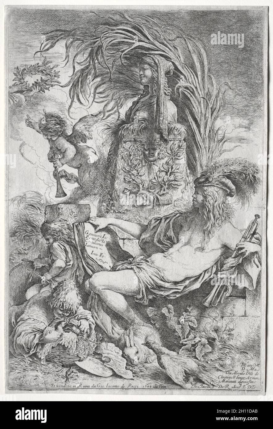 Il genio di Castiglione, 1648. Giovanni Benedetto Castiglione (1609-1664). Incisione; Foto Stock