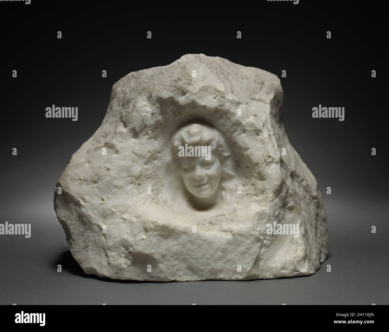 Testa, 1893. Édouard Charles Marie Houssin (Francese, 1847-1919). Marmo; complessivo: 22,2 x 29,2 x 19 cm (8 3/4 x 11 1/2 x 7 1/2 in.). Foto Stock