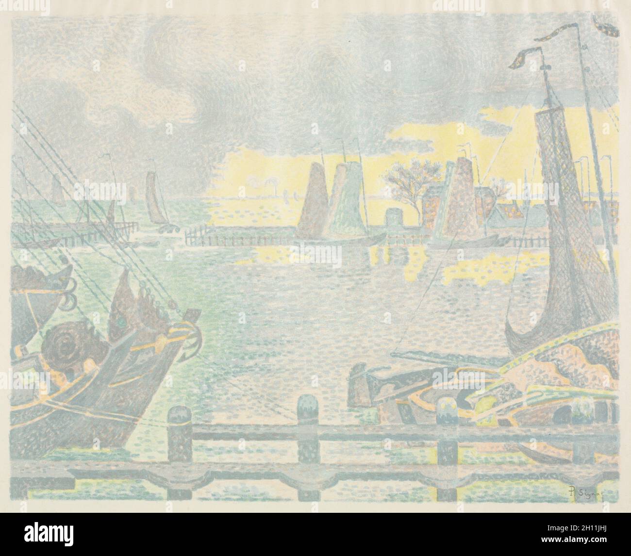 Barche a Flushing, 1895. Paul Signac (francese, 1863-1935). Litografia; Foto Stock
