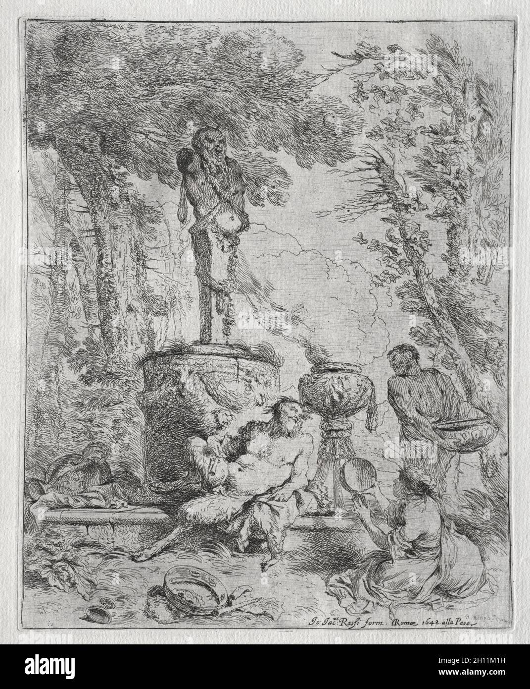 Fete di Pan, 1648. Giovanni Benedetto Castiglione (1609-1664). Incisione; Foto Stock