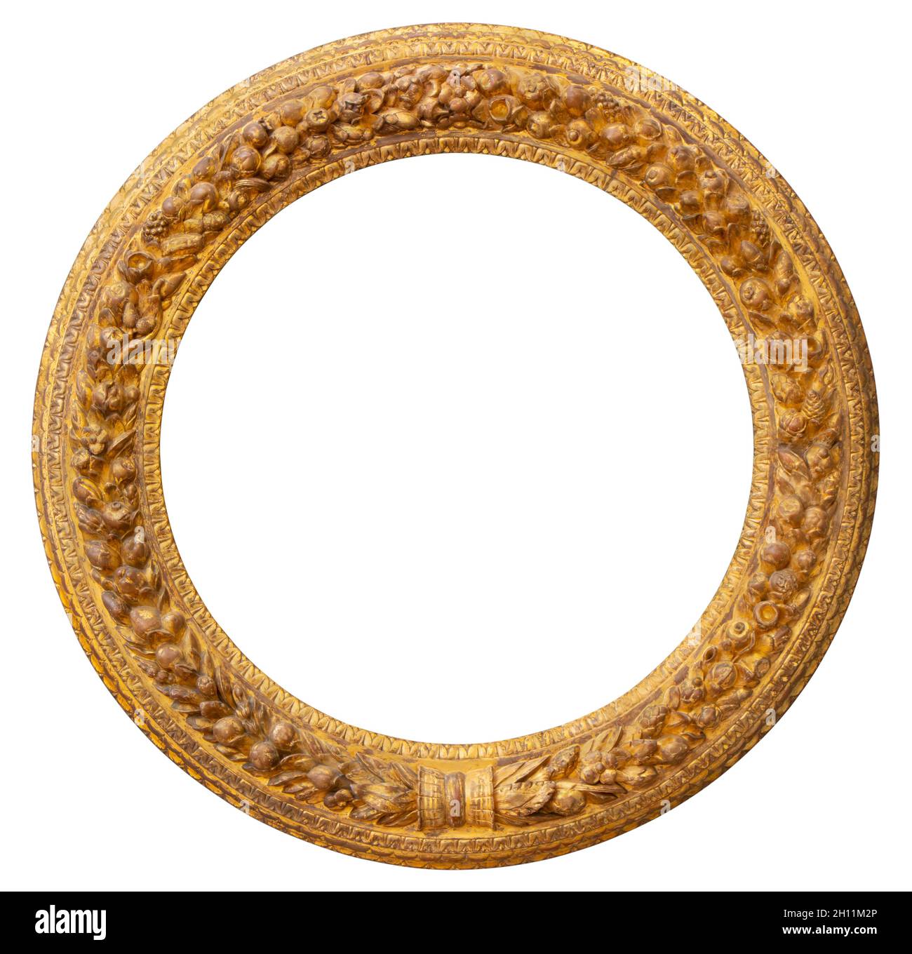 Cornice rotonda dorata antica vuota Foto stock - Alamy