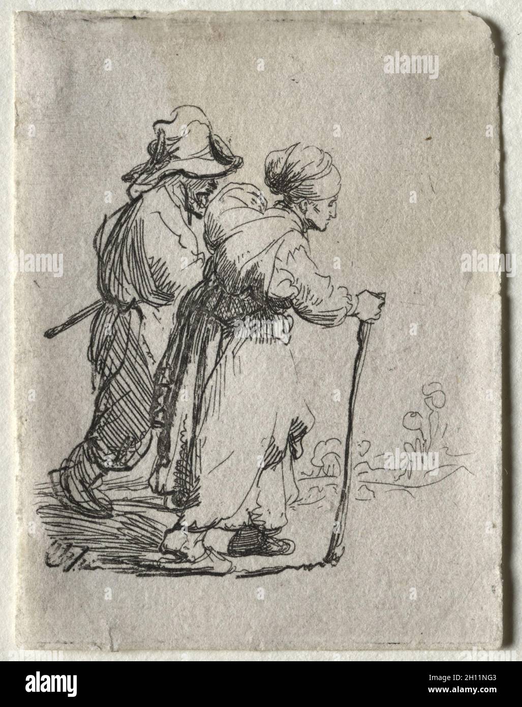 Due Barboni, un uomo e una donna, c. 1634. Rembrandt van Rijn (Olandese, 1606-1669). Incisione; foglio: 6,5 x 5 cm (2 9/16 x 1 15/16 in.); platemark: 6,4 x 4,8 cm (2 1/2 x 1 7/8 in.). Foto Stock