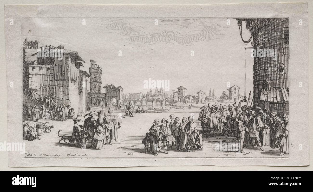 Il mercato degli schiavi, 1629. Jacques Callot (francese, 1592-1635). Incisione; Foto Stock