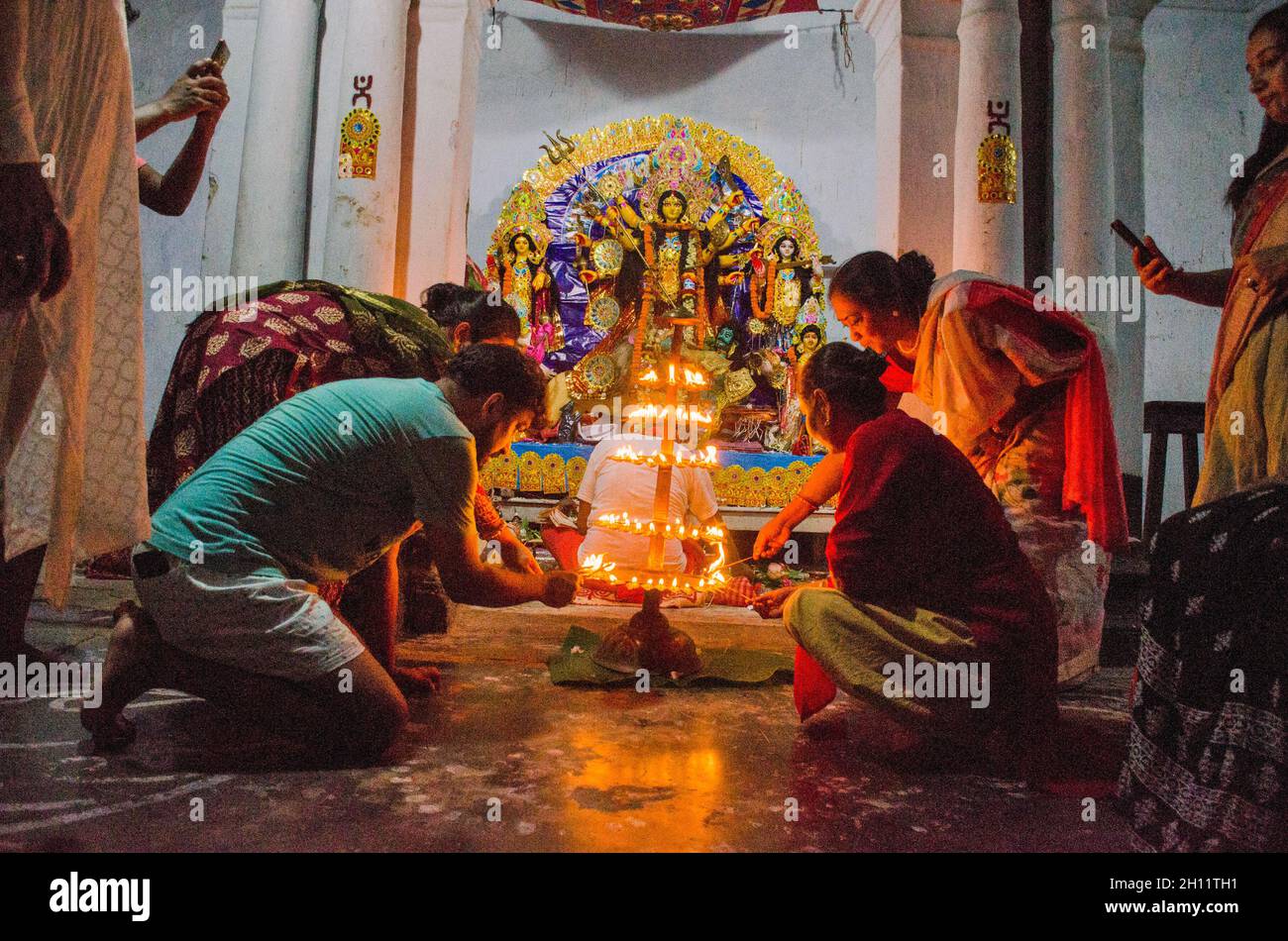 durga pujo sondhi pujo nella campagna occidentale bengala zaminars casa Foto Stock
