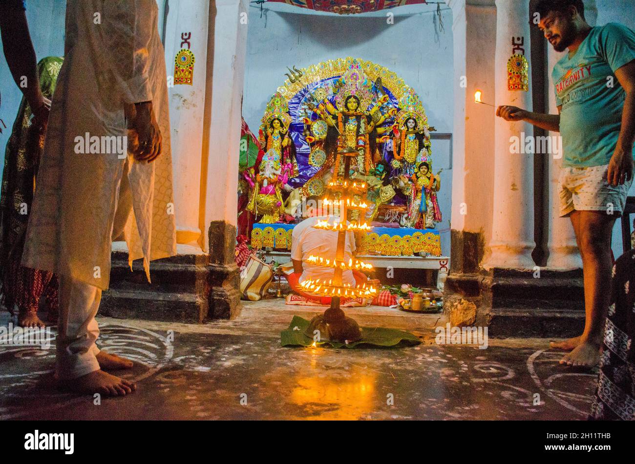 durga pujo sondhi pujo nella campagna occidentale bengala zaminars casa Foto Stock