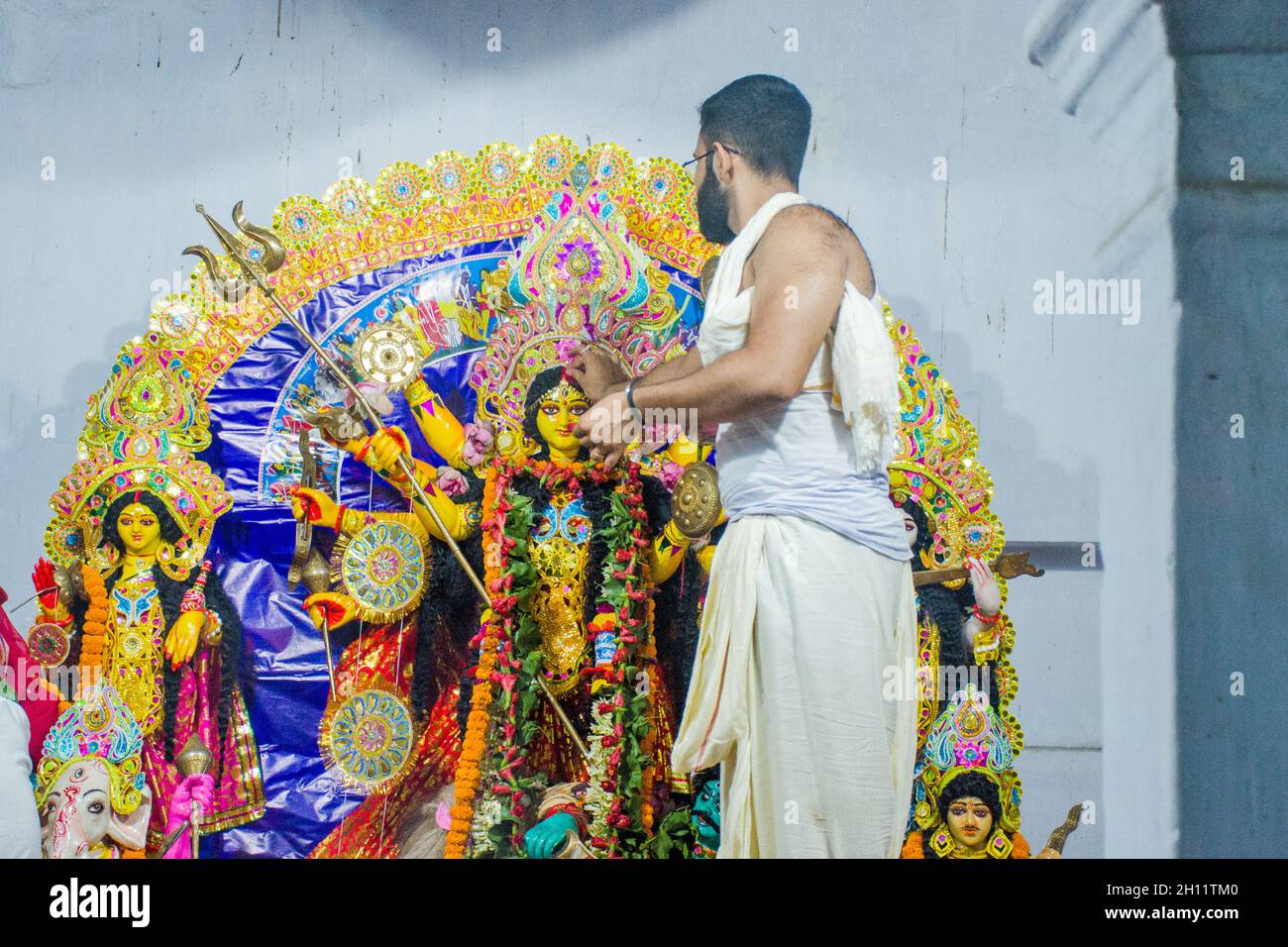 durga pujo sondhi pujo nella campagna occidentale bengala zaminars casa Foto Stock