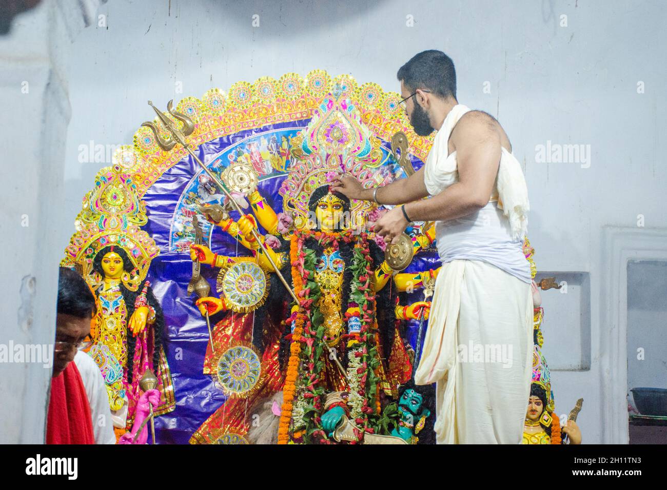 durga pujo sondhi pujo nella campagna occidentale bengala zaminars casa Foto Stock