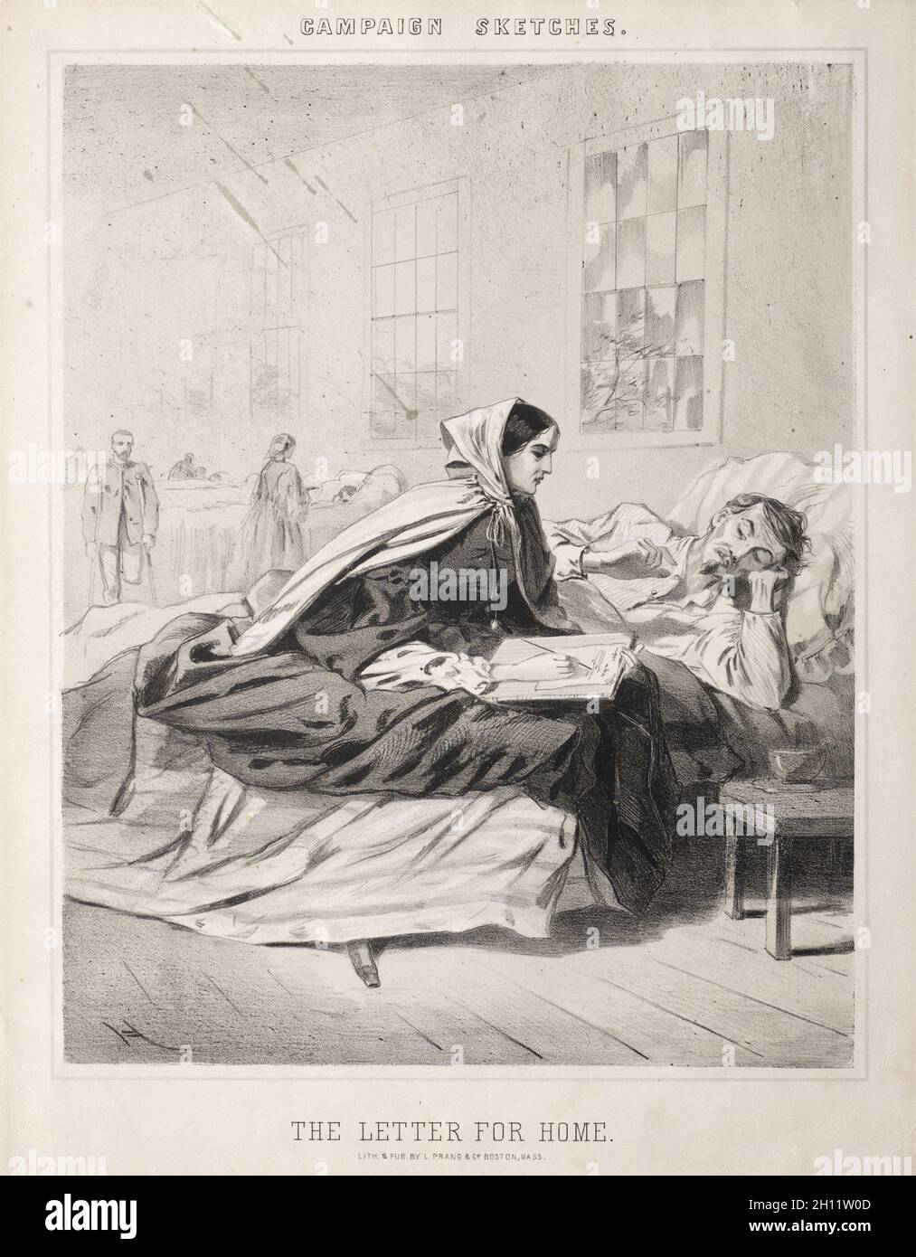 Schizzi della campagna: La lettera per la casa, 1863. Winslow Homer (americano, 1836-1910). Litografia; Foto Stock