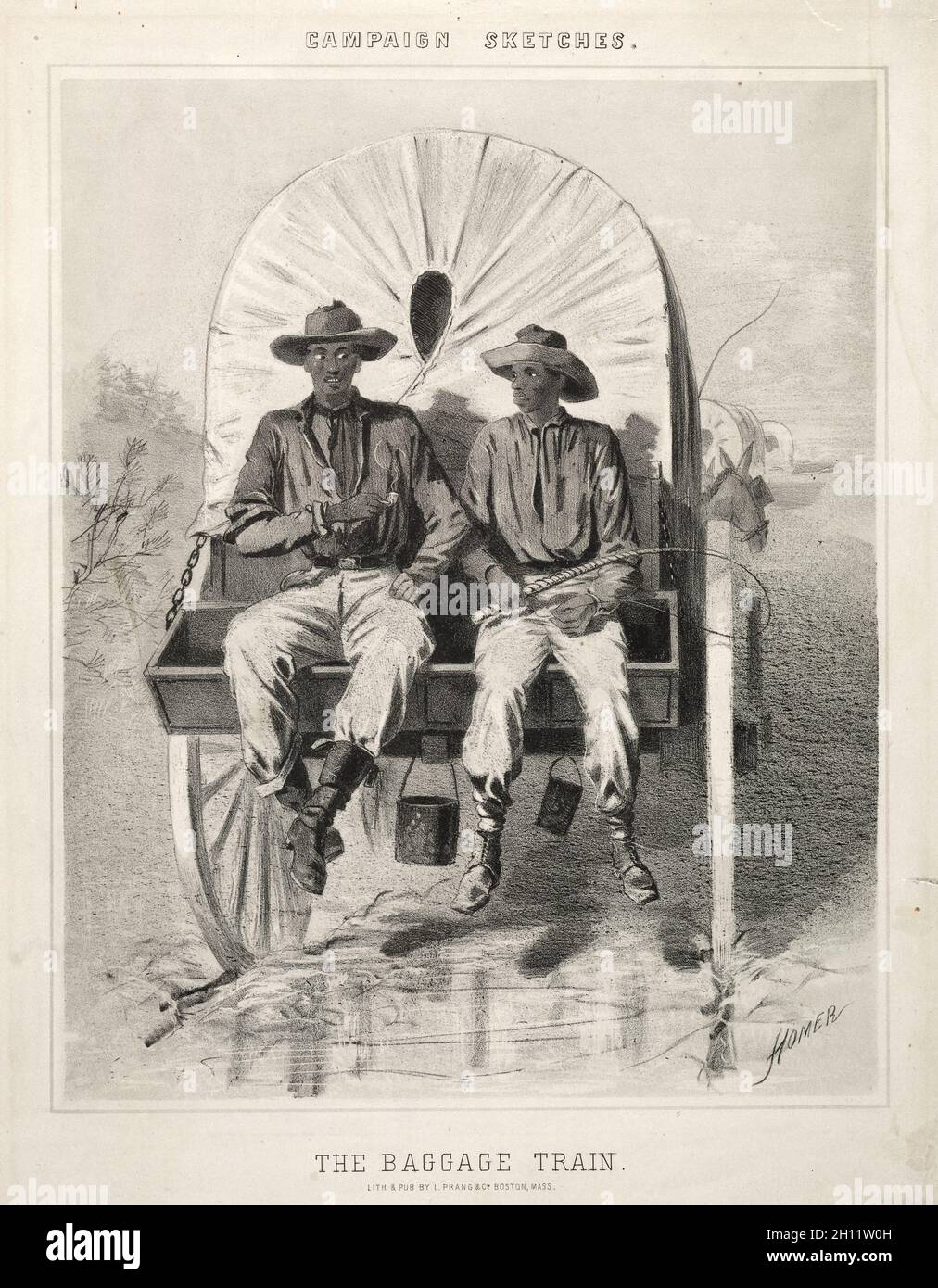 Schizzi della campagna: Il treno bagagli, 1863. Winslow Homer (americano, 1836-1910). Litografia; Foto Stock