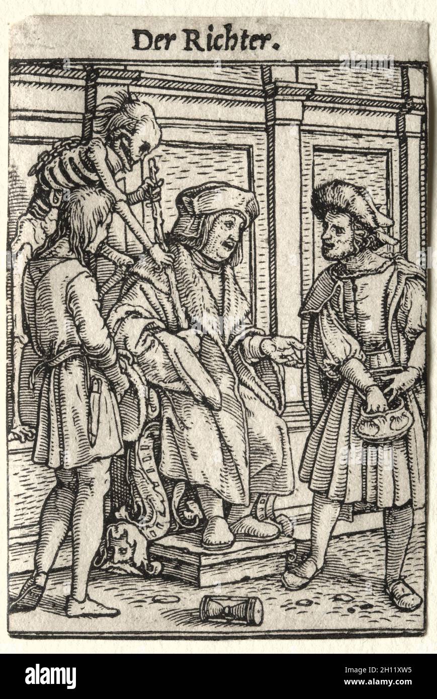 Danza della morte: Il Giudice, c.. 1526. Hans Holbein (tedesco, 1497/98-1543). Taglio del legno; Foto Stock