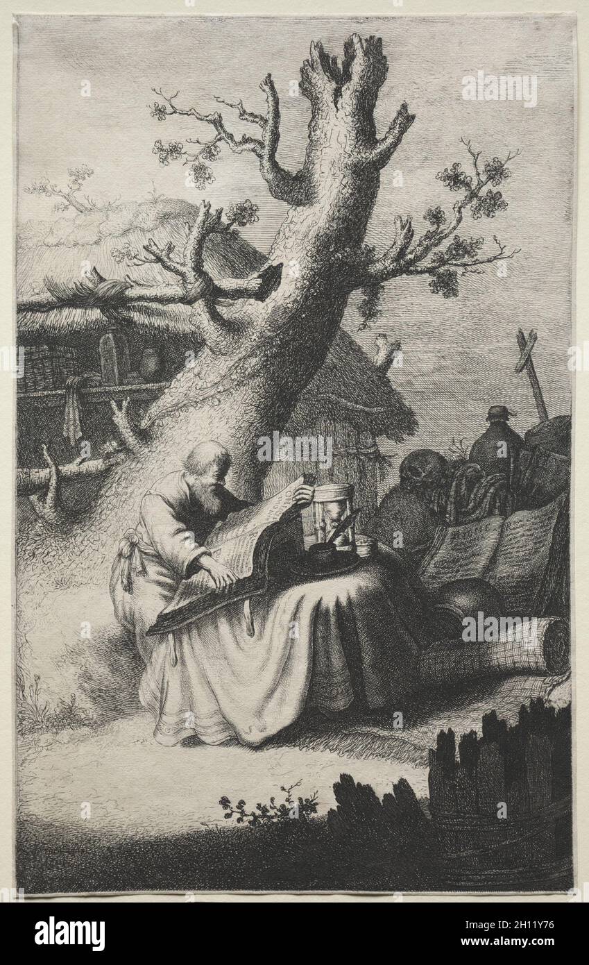 San Girolamo. Jan Georg van Vliet (olandese, c. 1610-1635). Incisione; Foto Stock